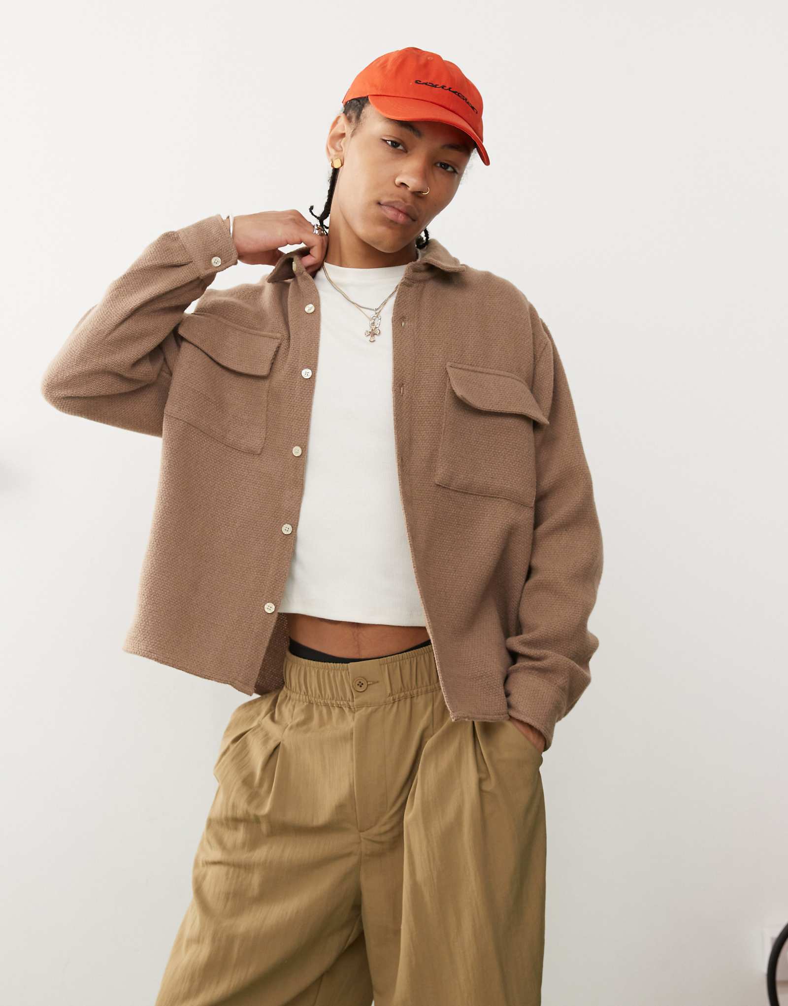 Коричневая верхняя рубашка из букле Pacsun