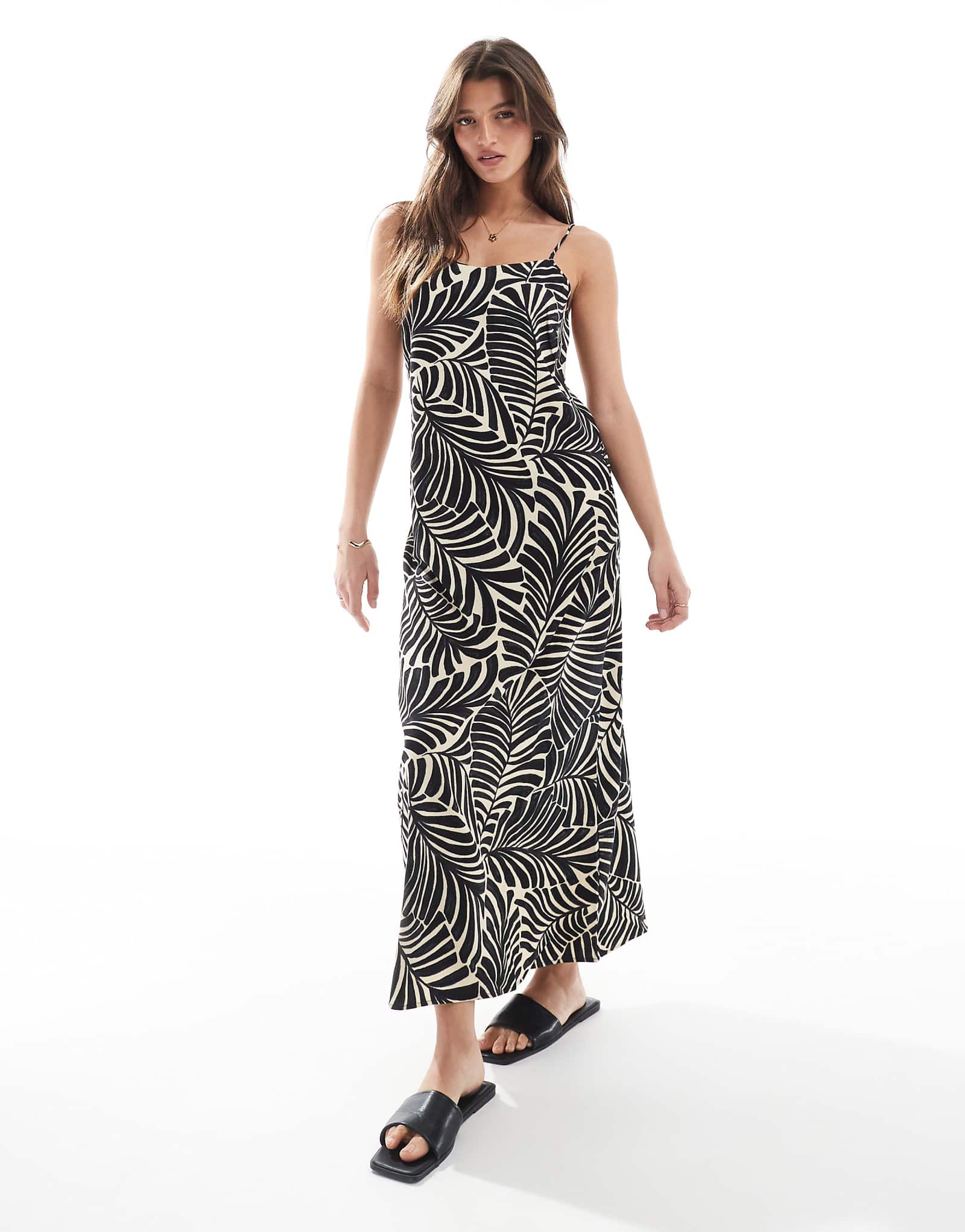 ЕДИНСТВЕННОЕ платье-комбинация на бретельках черного цвета с принтом ладони