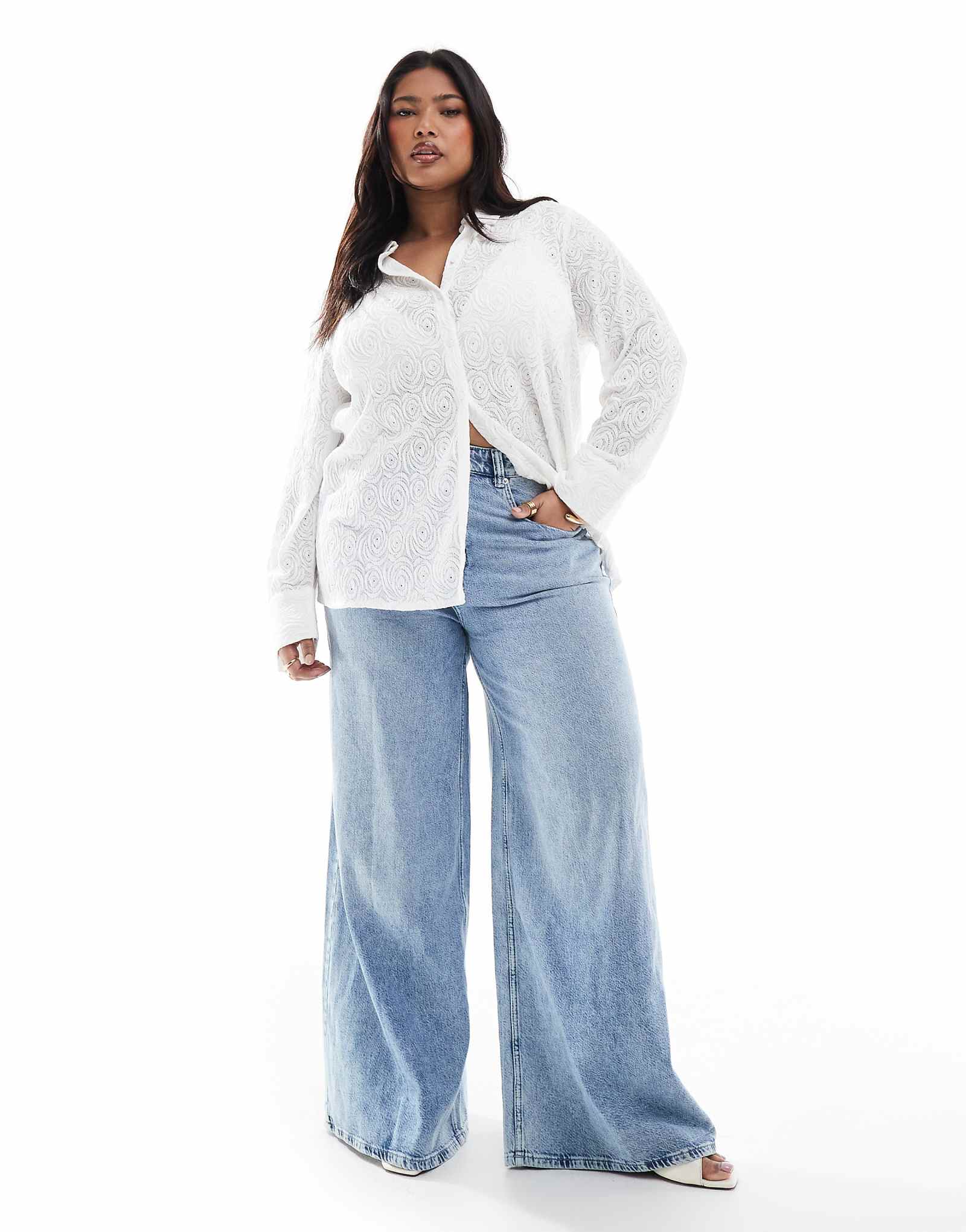 Белая кружевная рубашка ONLY Curve 14090₽