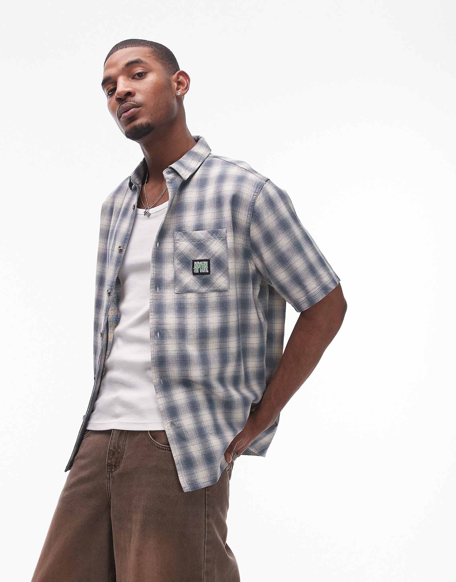 Клетчатая рубашка Ripcurl Raw Energy с коротким рукавом из костяной ткани