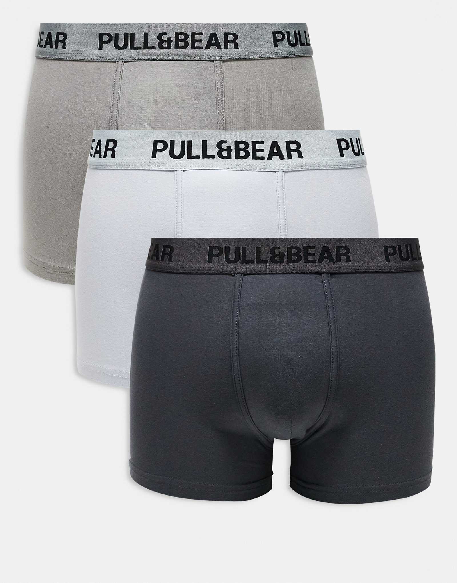 Трусы-боксеры Pull-Bear 3 pack multi черного серого и белого цветов 4890₽