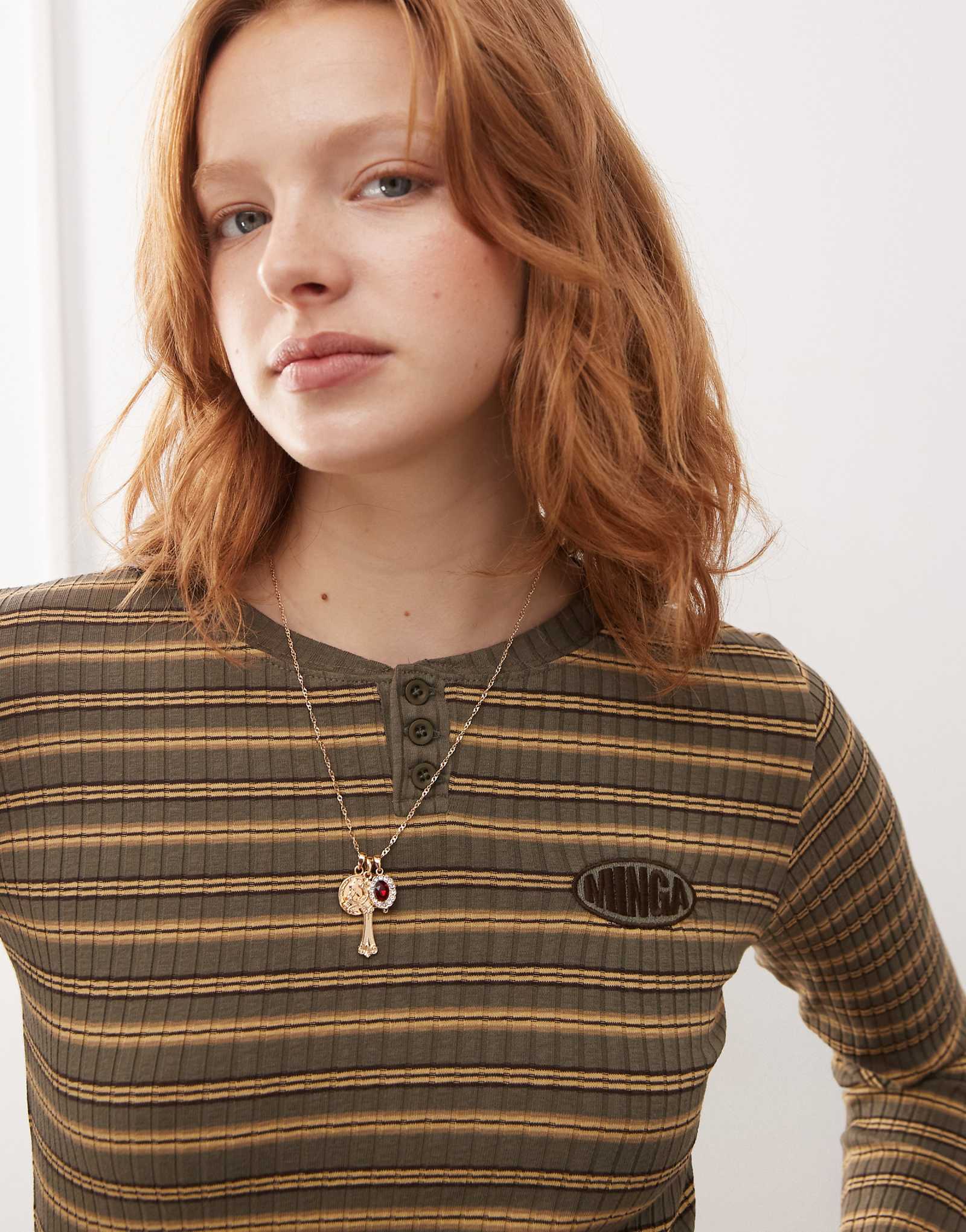 Топ с длинным рукавом Minga London в зеленую полоску 7490₽