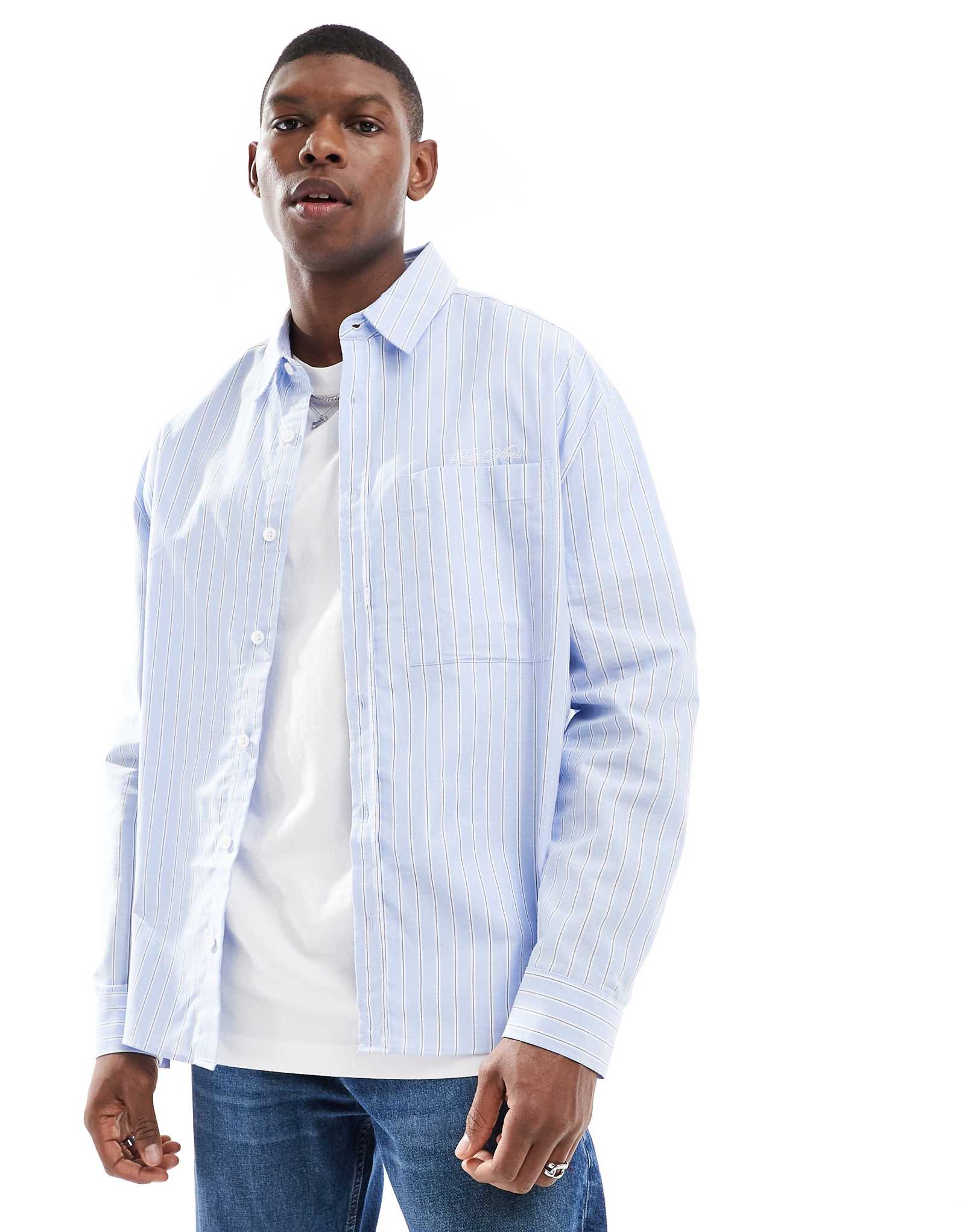 Рубашка свободного покроя River Island в синюю полоску 4190₽