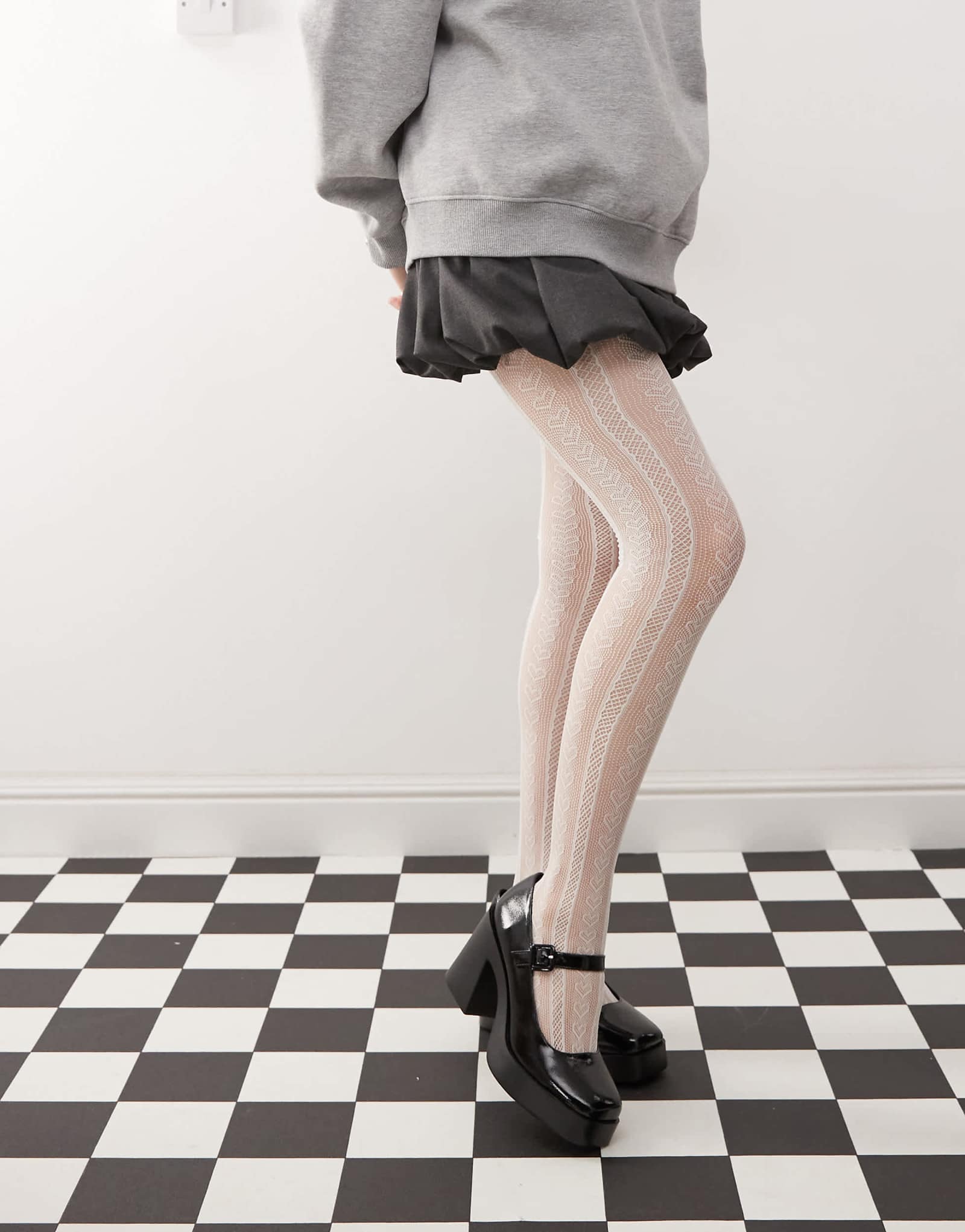 Колготки Monki pointelle белого цвета 4590₽