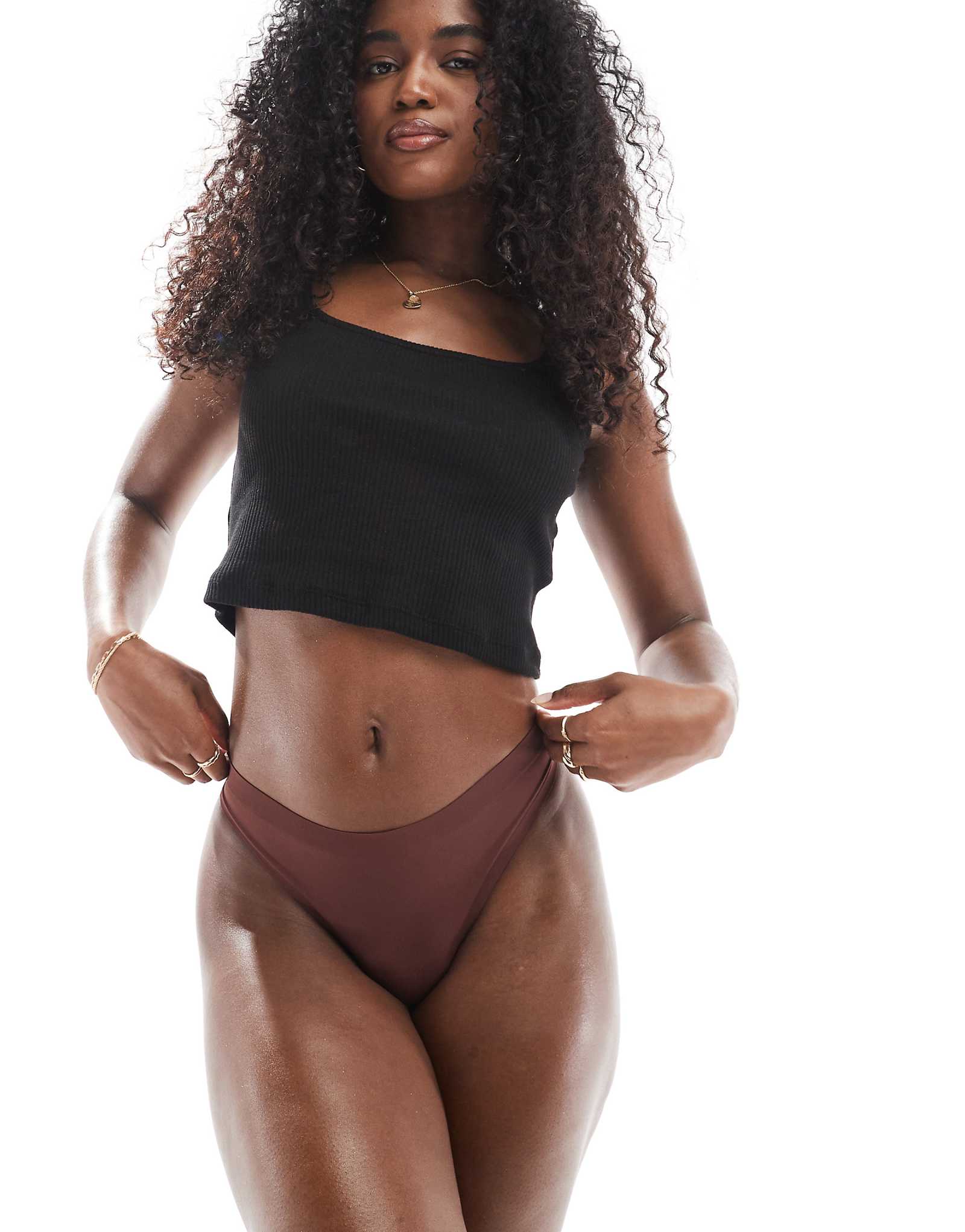 Стринги Modibodi Au Naturel без швов, светло-коричневого цвета, с умеренной впитываемостью