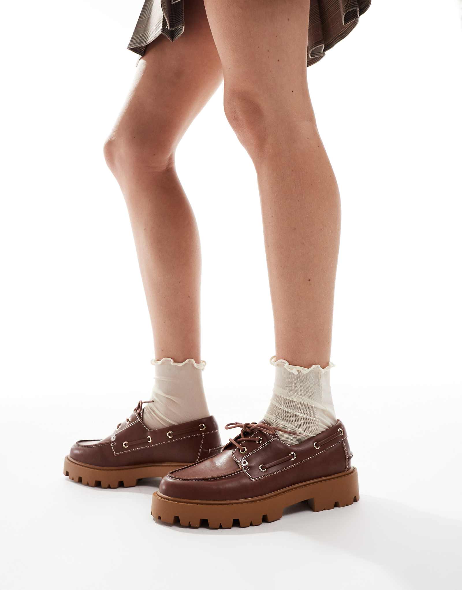 коричневые туфли-лодочки schuh Leora на массивном каблуке