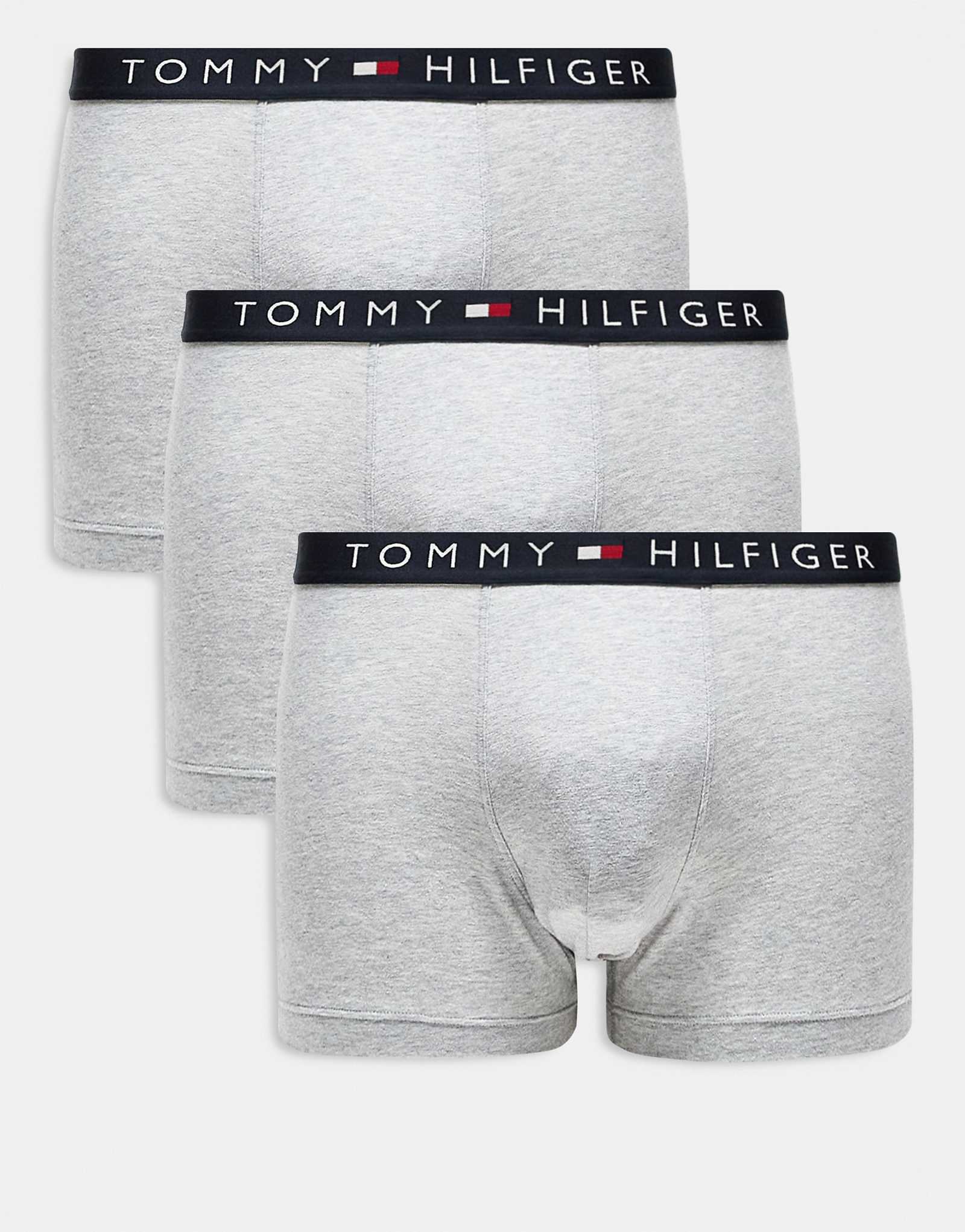 Оригинальные плавки Tommy Hilfiger из 3-х комплектов серого цвета с темно-синим поясом 12490₽