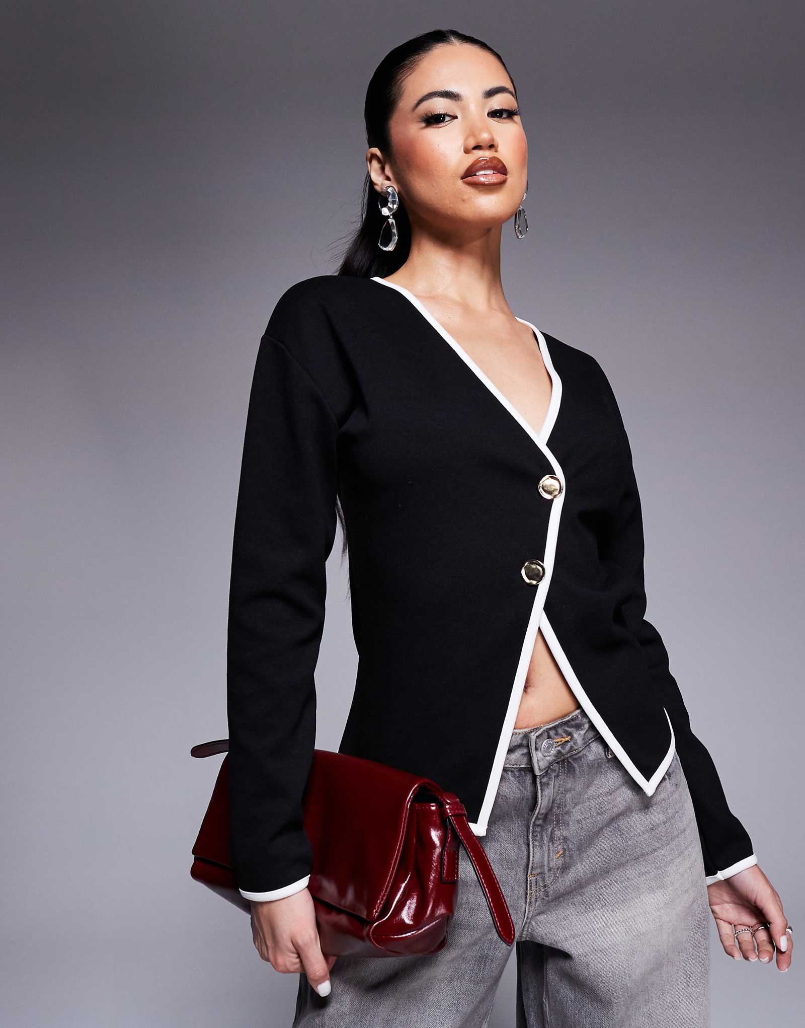 Черный кардиган с контрастной отделкой River Island 17190₽