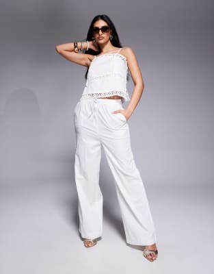 Брюки с кружевной вставкой River Island белого цвета - часть комплекта