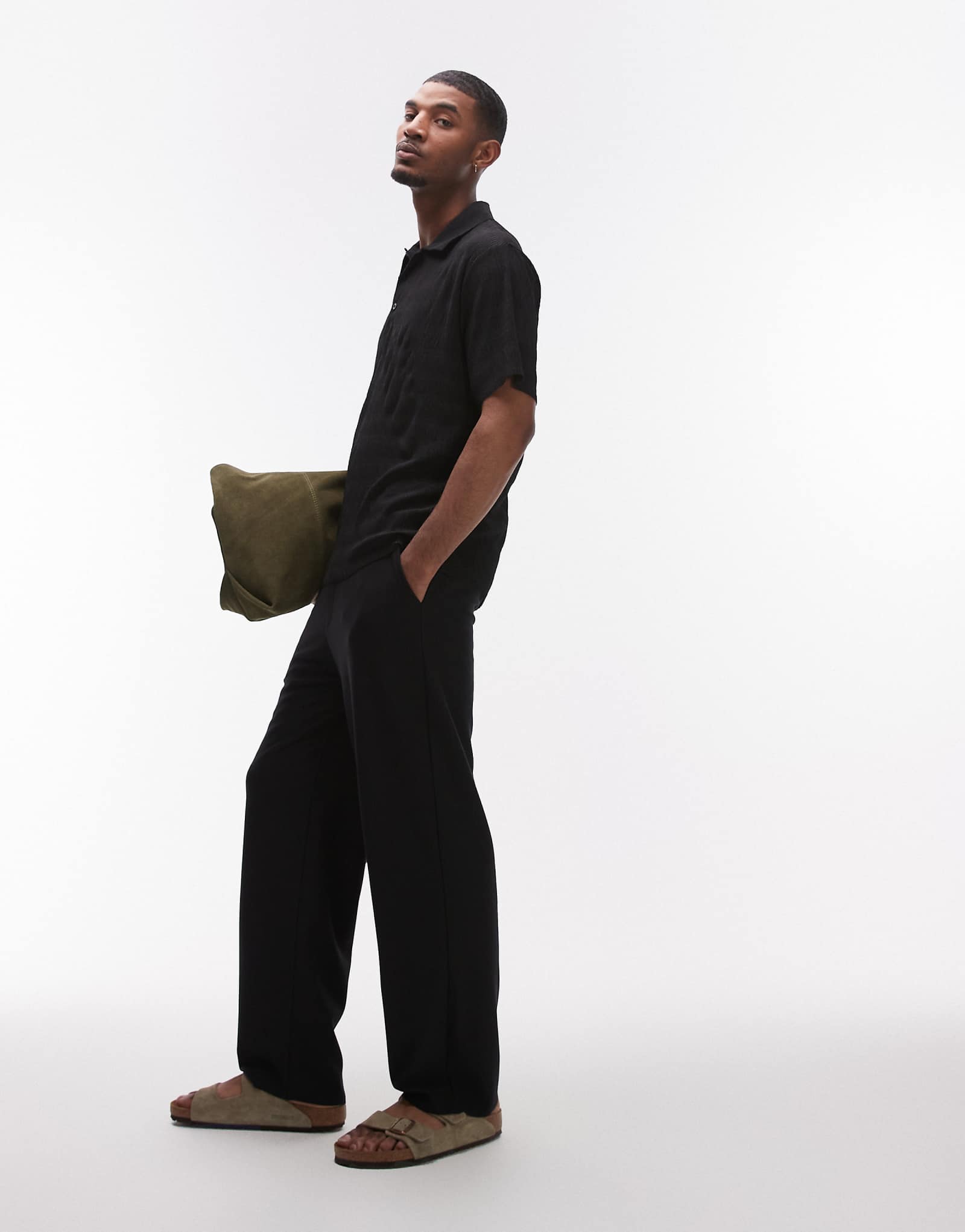 Спортивные брюки Topman ottoman с прямыми штанинами черного цвета 9990₽