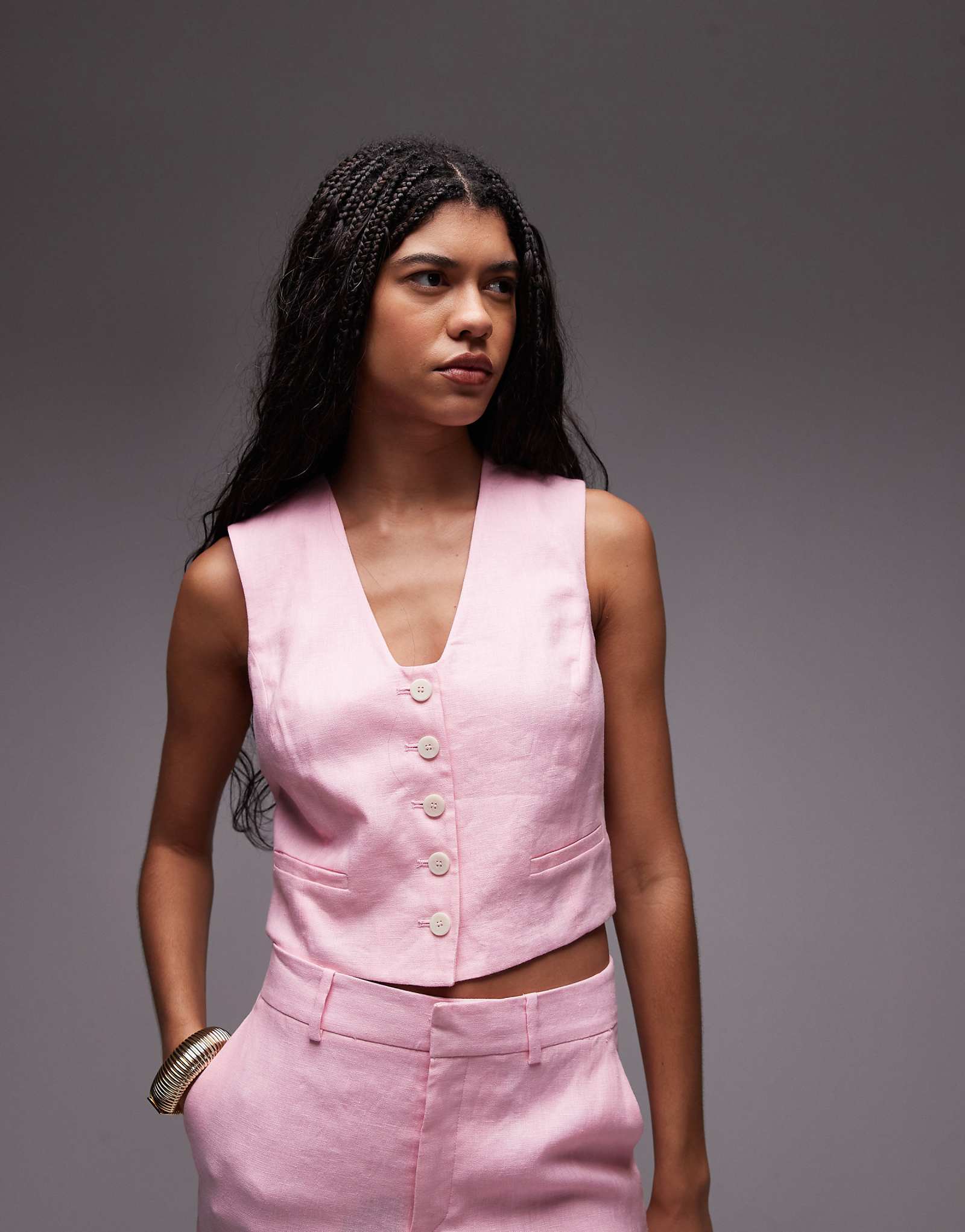 Льняной жилет Mango розового цвета - часть комплекта 9990₽