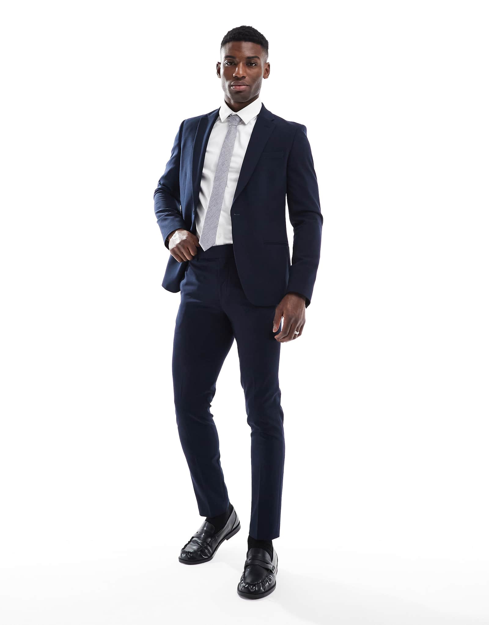 Узкие брюки от костюма River Island темно-синего цвета 10690₽