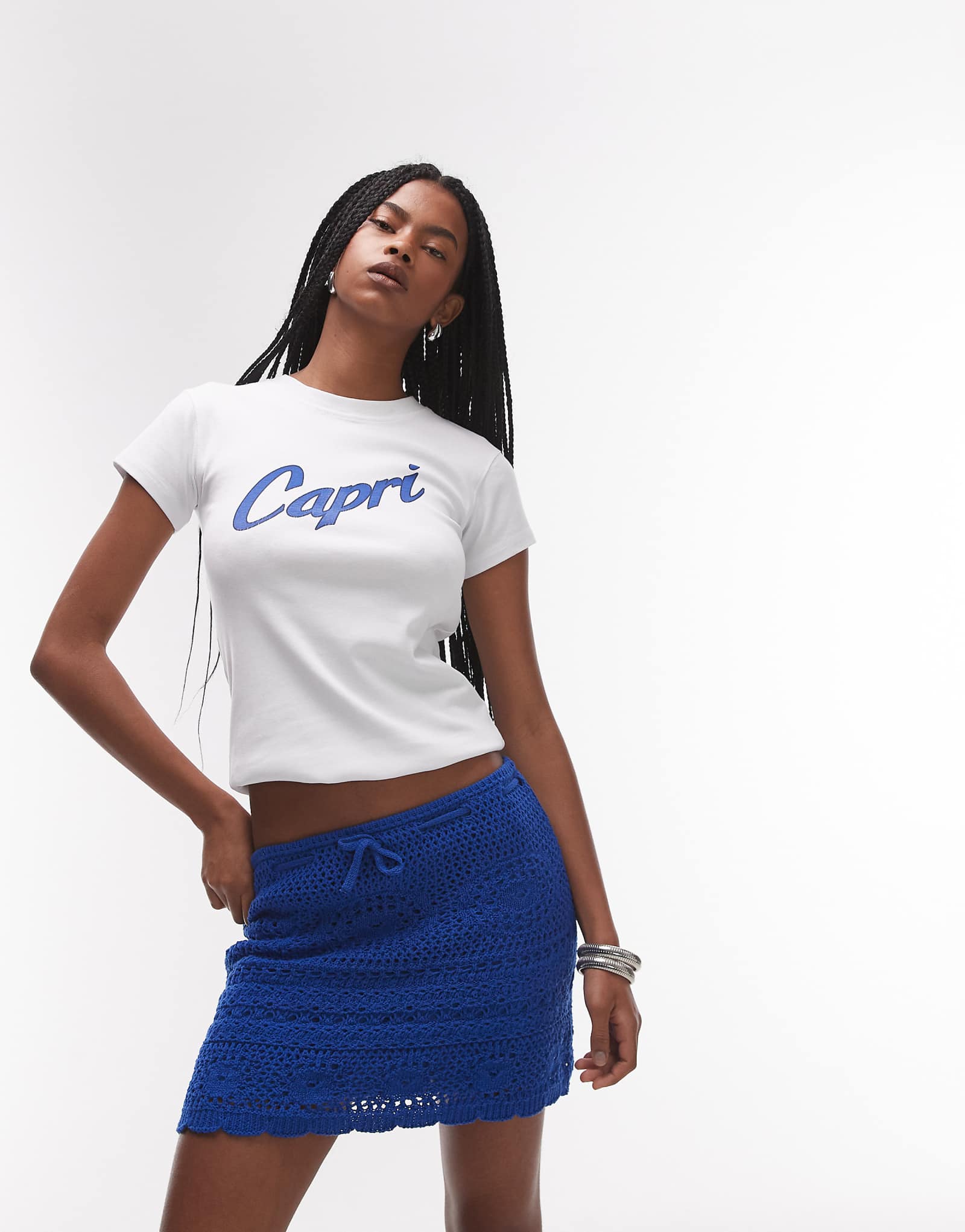 Мини-юбка rara от Topshop вяжется крючком кобальтово-синего цвета 6090₽