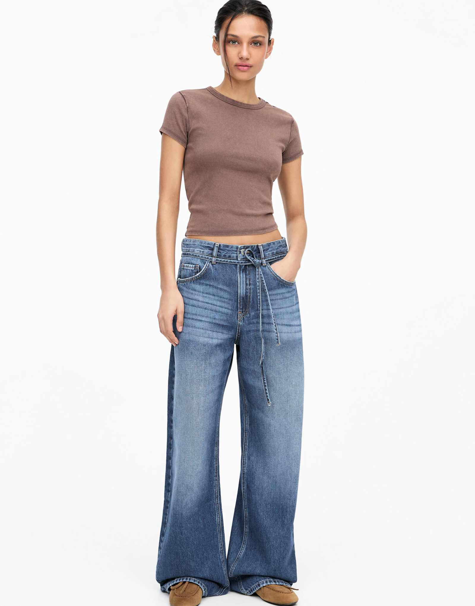 Синие мешковатые джинсы на завязках Pull-Bear 8690₽