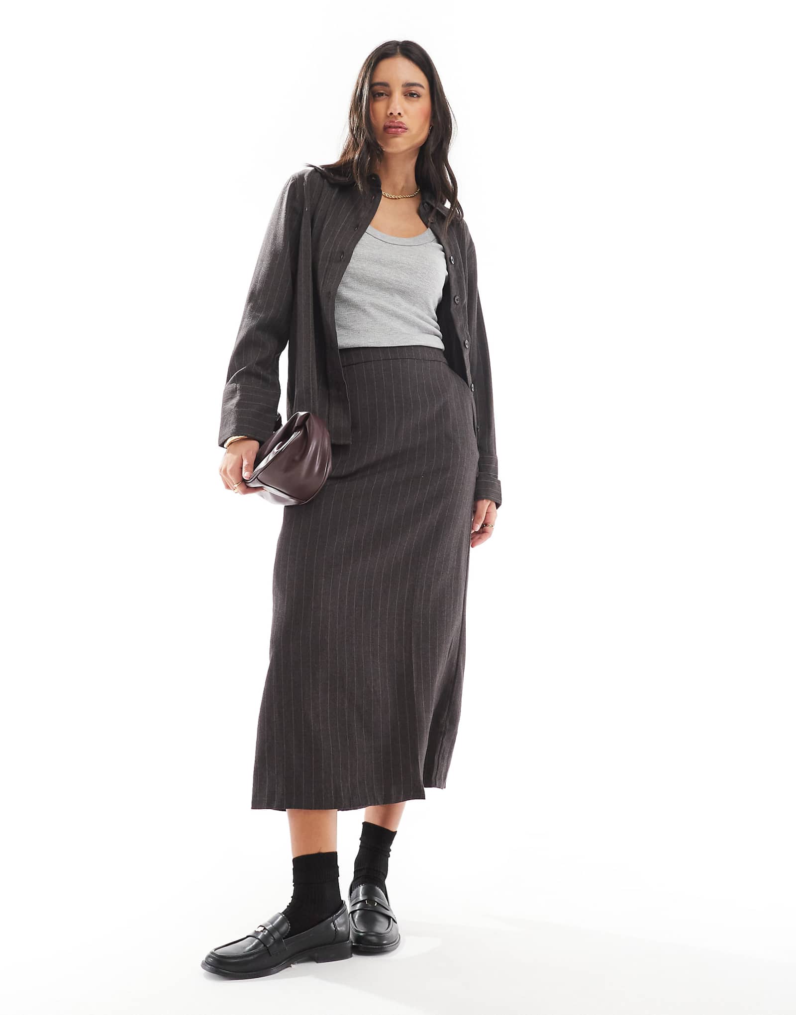 Макси-юбка-колонна Vero Moda в темно-серую полоску - часть комплекта 5190₽