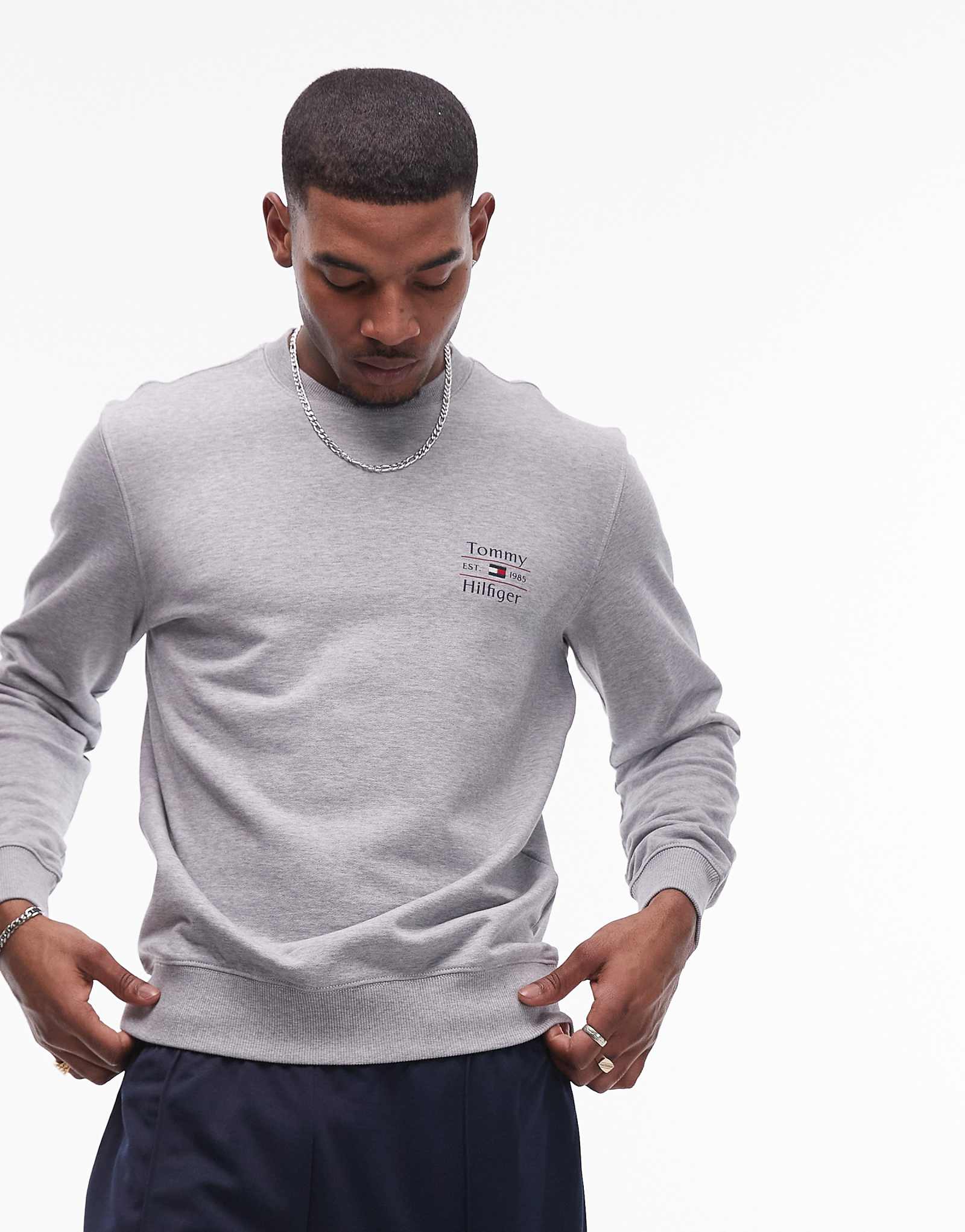 Толстовка с логотипом Tommy Hilfiger stack серого цвета