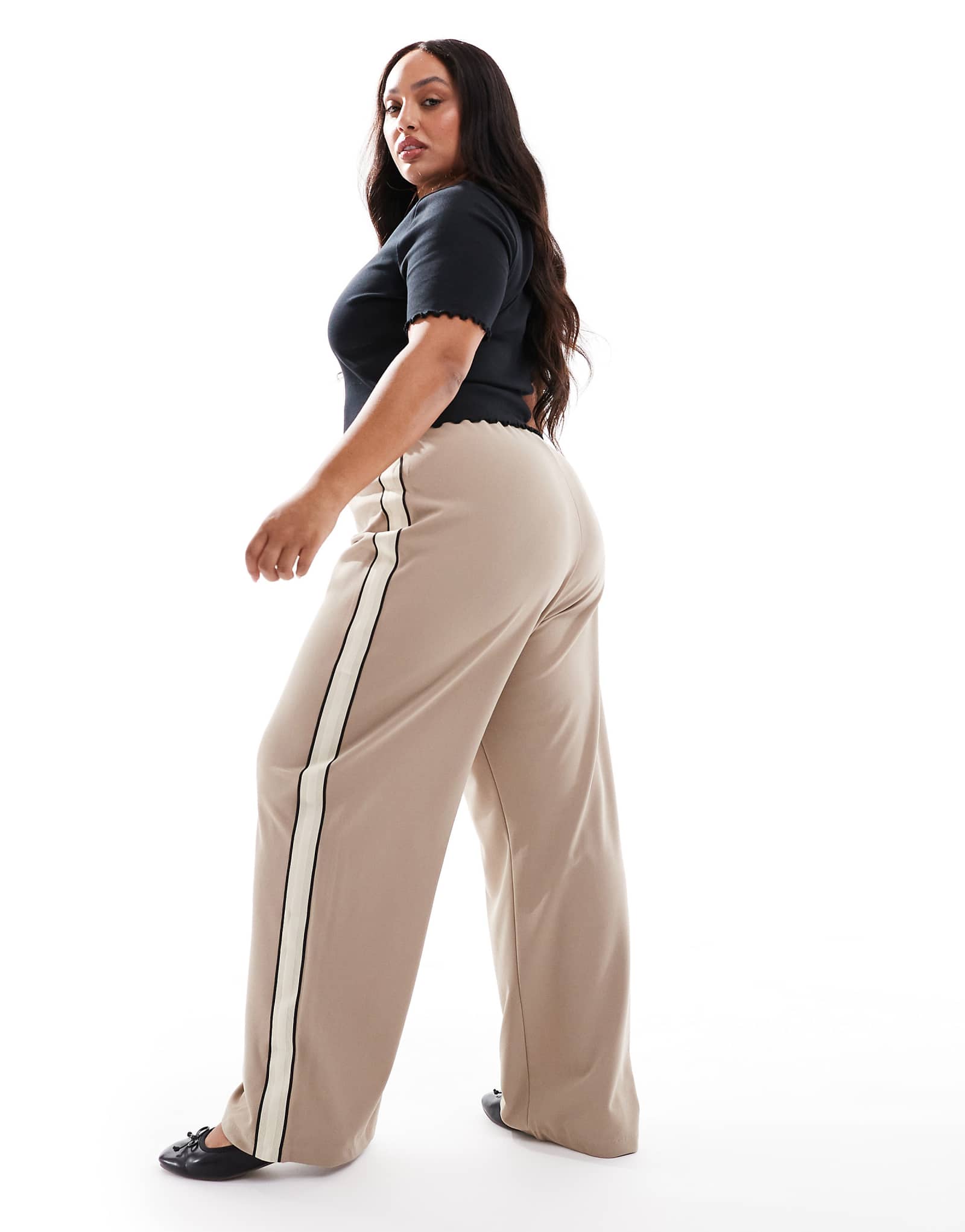 Свободные облегающие брюки Vero Moda Curve с боковой полоской от fossil