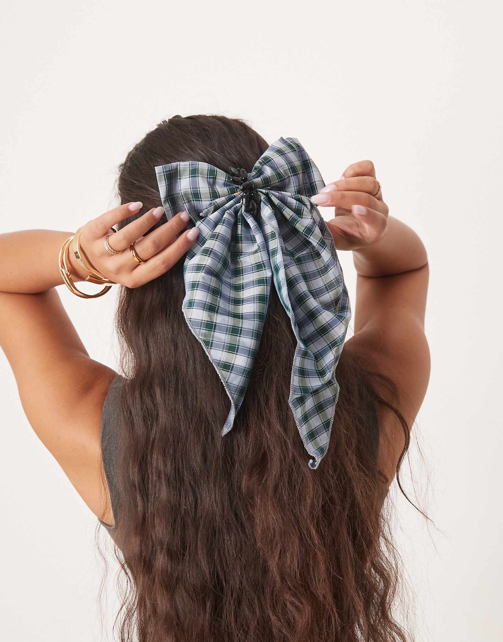 Заколка для волос Dream Sister Jane с бантом в сине-зеленую клетку 6990₽