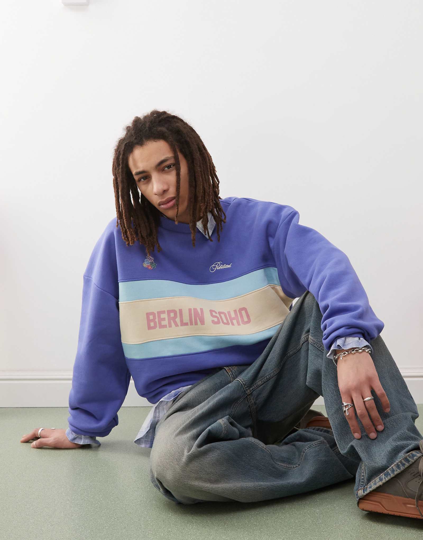 Запрещенная винтажная толстовка soho синего цвета