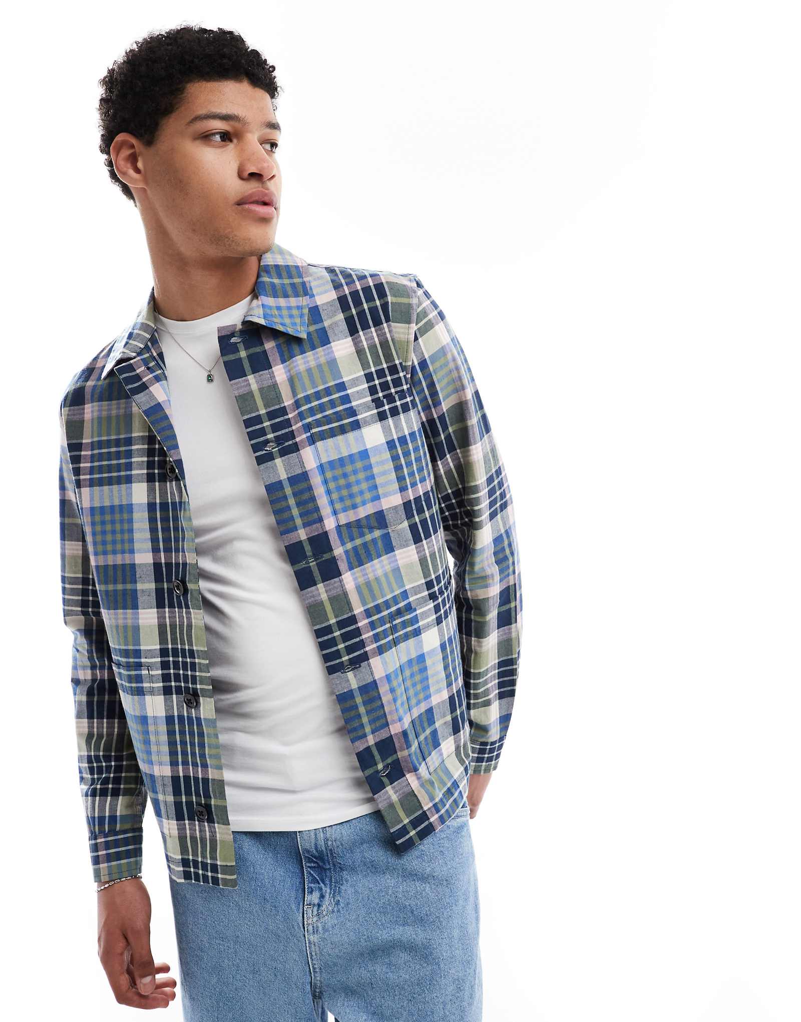 Повседневная верхняя рубашка PS Paul Smith в клетку синего цвета