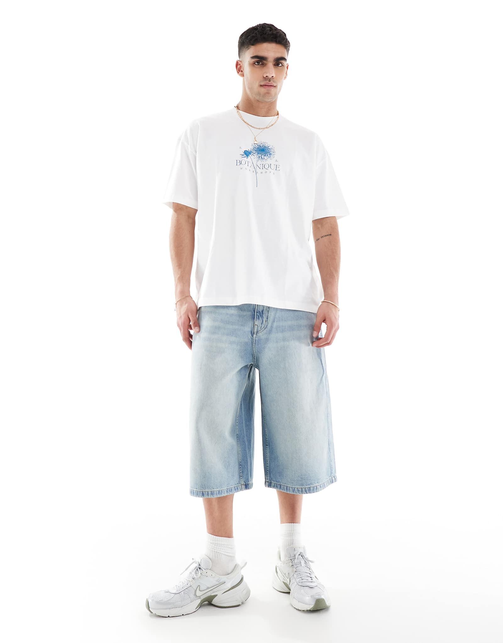 Супер мешковатые джинсовые шорты Pull-Bear синего цвета 9490₽