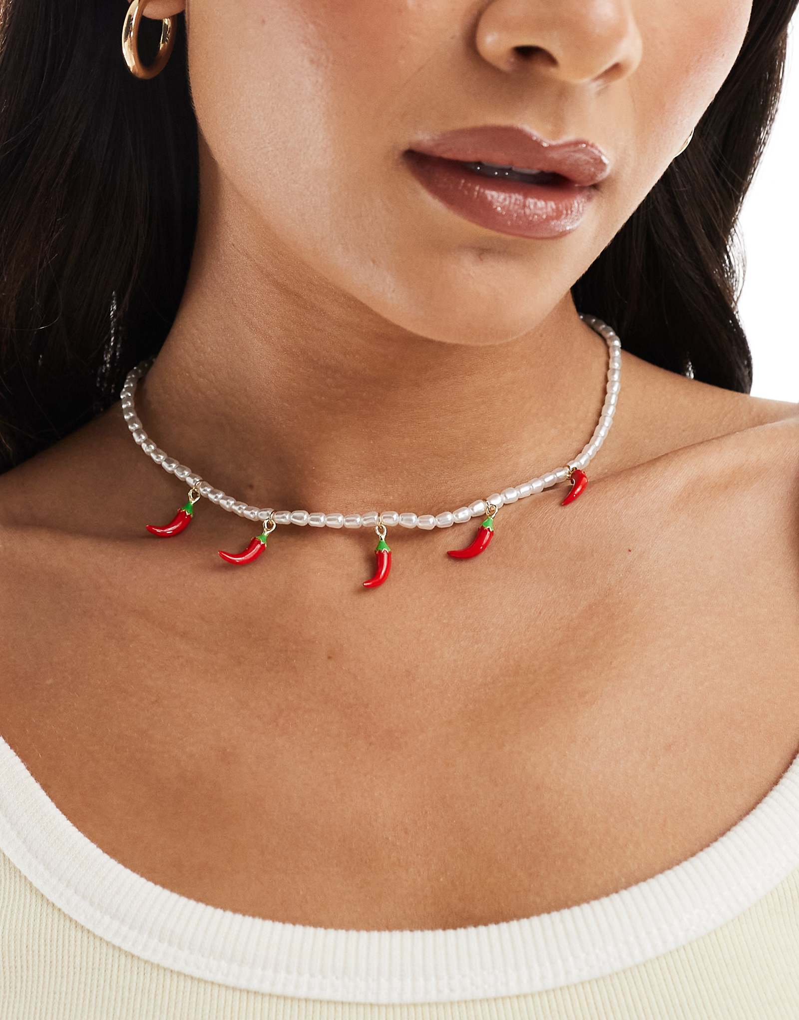 ДИЗАЙНЕРСКОЕ колье ASOS с подвесками в виде перца чили из нескольких видов 3490₽