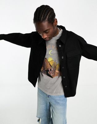 Черная твиловая рубашка свободного кроя ADPT