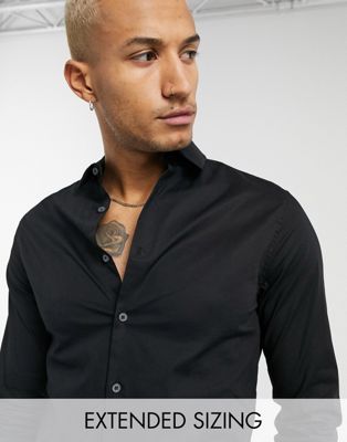 Черная рубашка скинни ASOS DESIGN