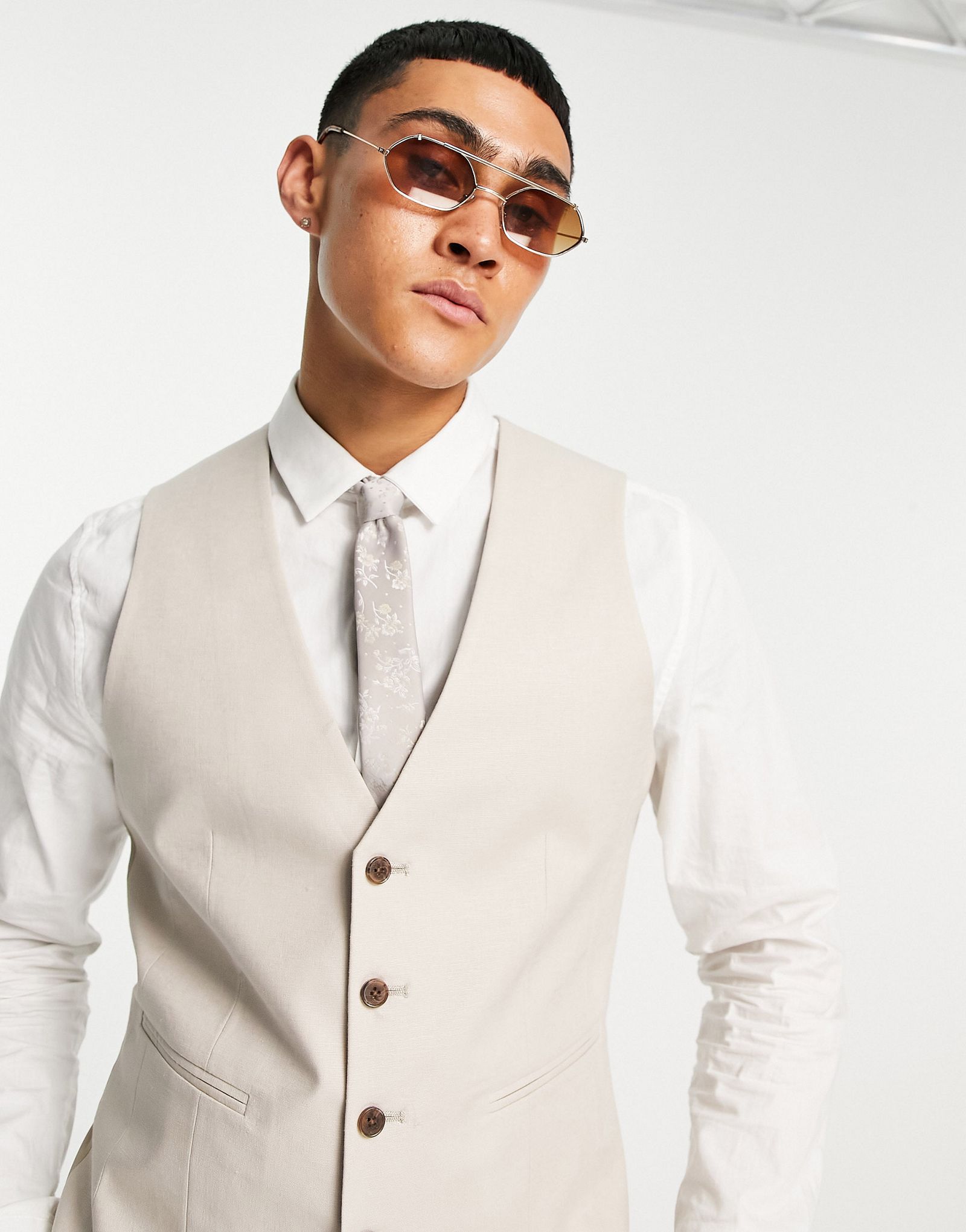 Узкий льняной жилет ASOS DESIGN
