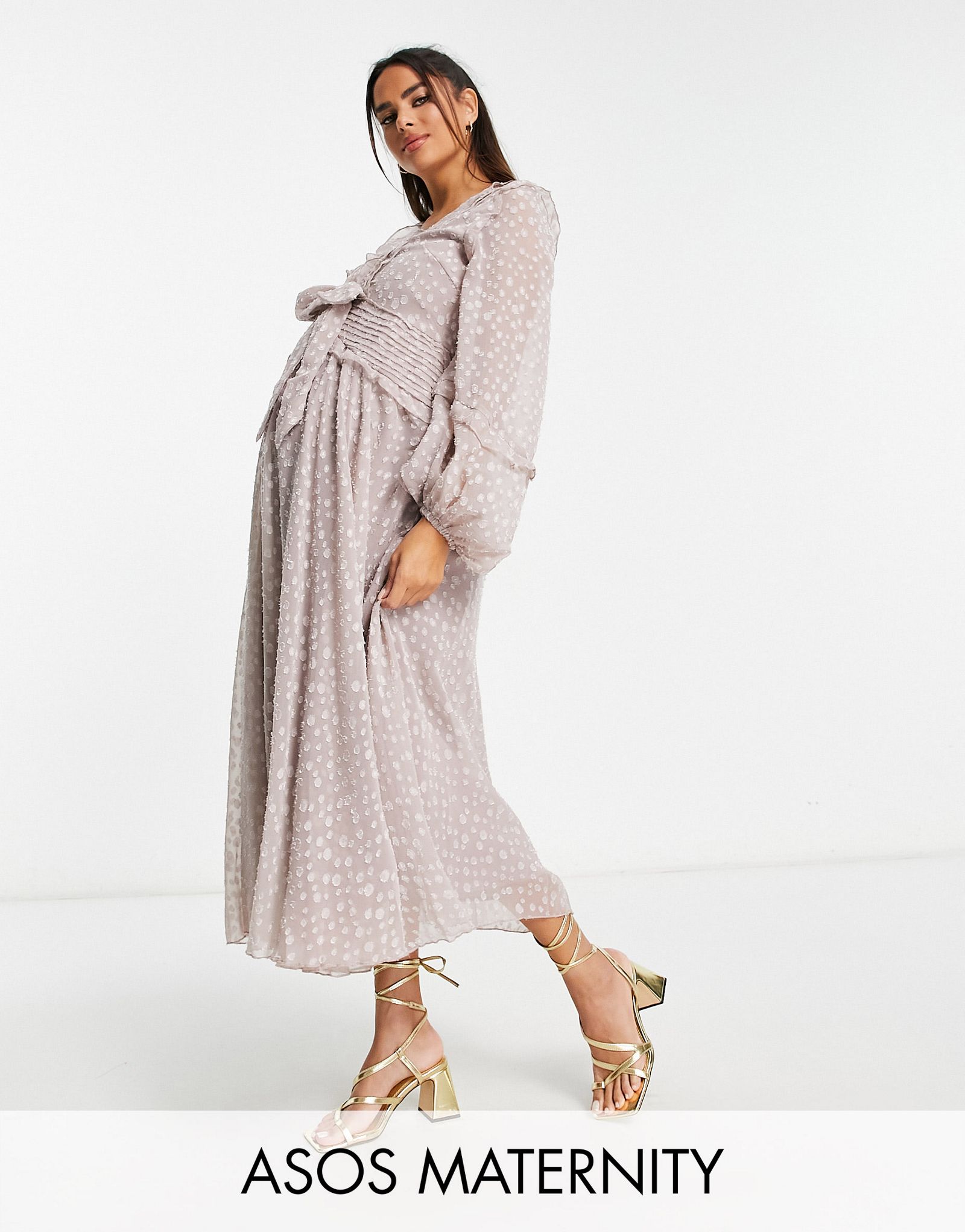 Сиреневое платье миди со складками и складками ASOS DESIGN Maternity 6990₽