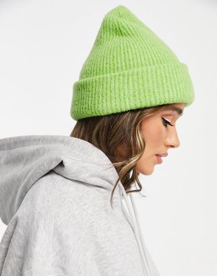 Зеленая массивная двойная шапка ASOS DESIGN