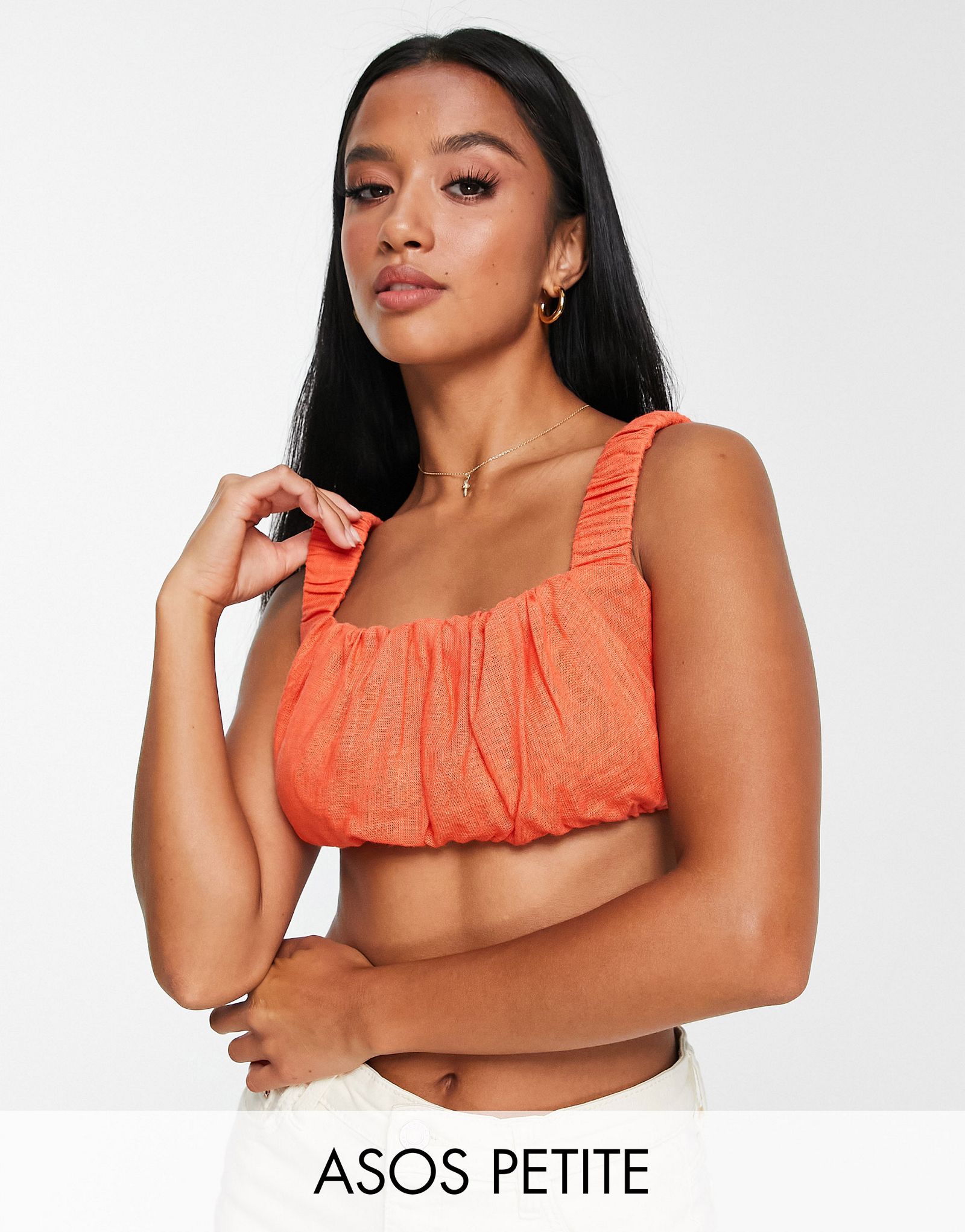 Оранжевый льняной бралетт со сборками ASOS DESIGN Petite 3090₽