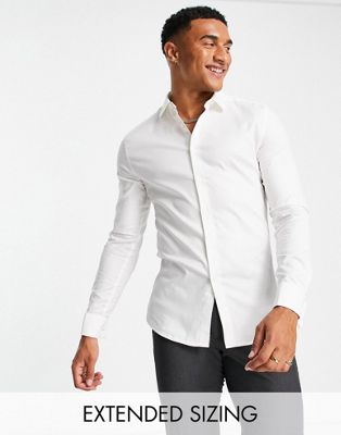 Белая оксфордская рубашка скинни скинни с двойными манжетами ASOS DESIGN white