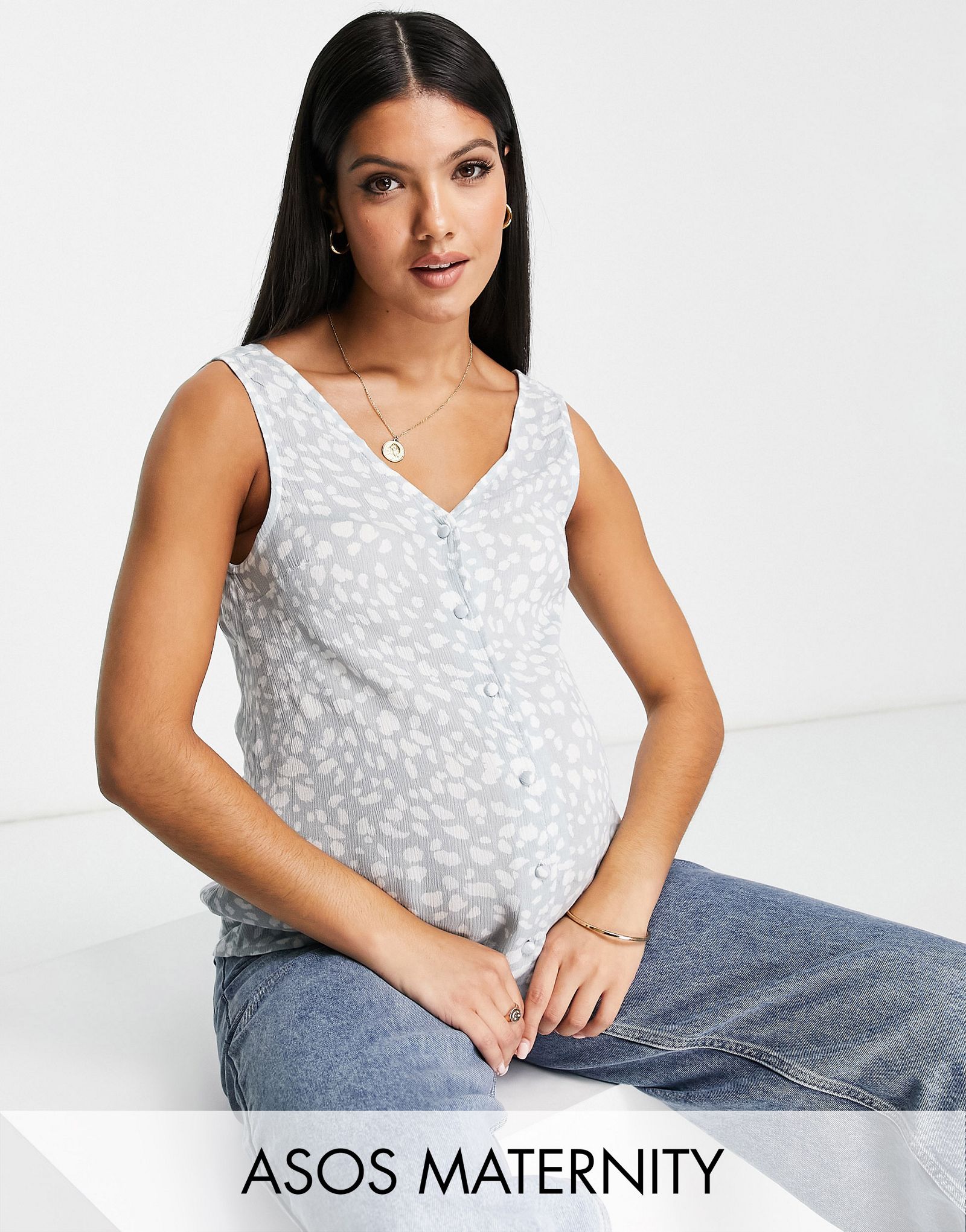 Майка с жатыми пуговицами через рукав ASOS DESIGN Maternity