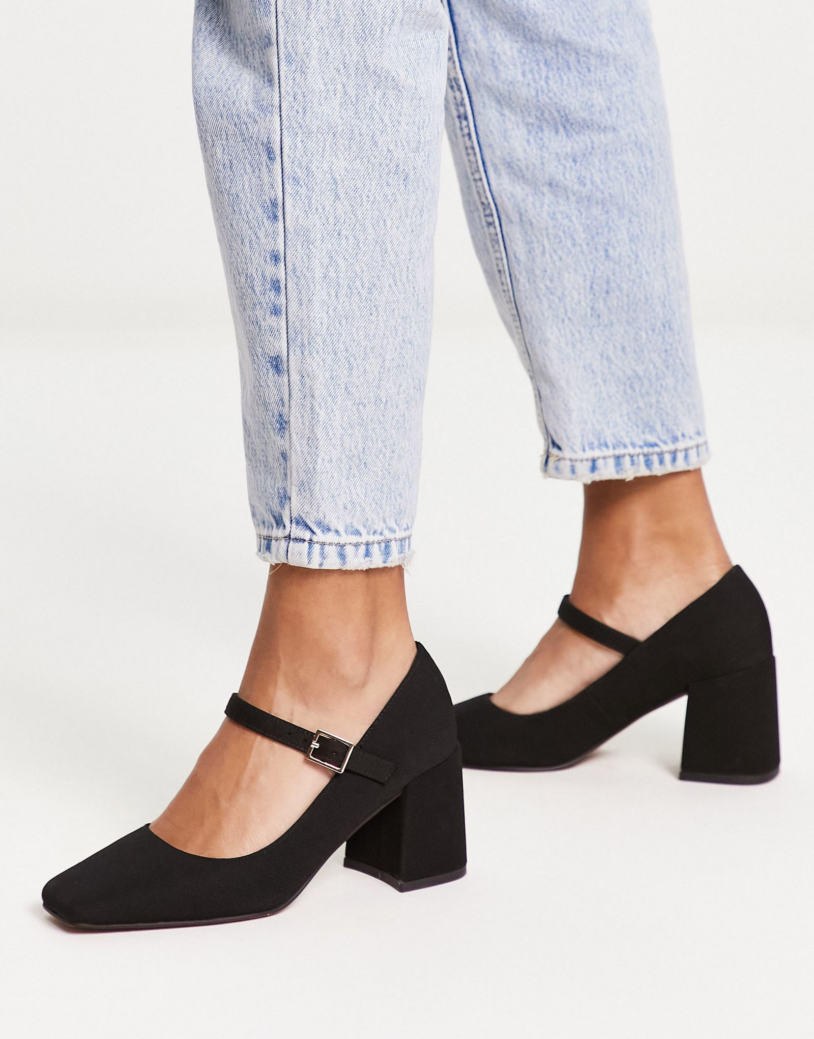 Черные туфли на среднем каблуке ASOS DESIGN Selene Mary Jane 6790₽