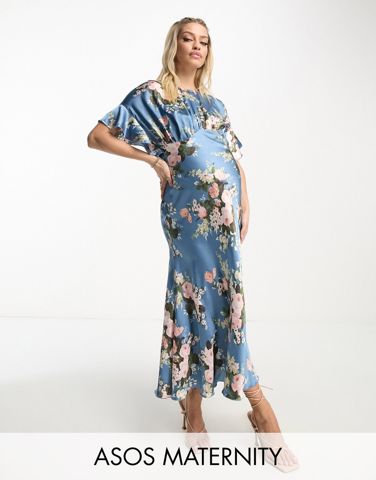 Атласное платье миди с блузоном и винтажным цветочным принтом ASOS DESIGN Maternity 9890₽