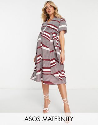 Платье-рубашка миди с поясом и поясом ASOS DESIGN Maternity