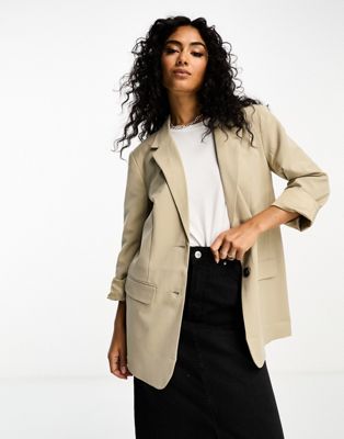 Узкий пиджак нейтрального цвета для мальчика ASOS DESIGN Mix & Match