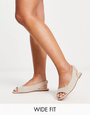 Балетки с открытым носком ASOS DESIGN Wide Fit Lemonade из натуральной ткани