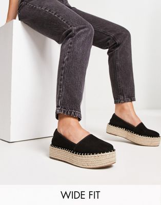 Черные эспадрильи на плоской платформе с широким кроем ASOS DESIGN Journal black