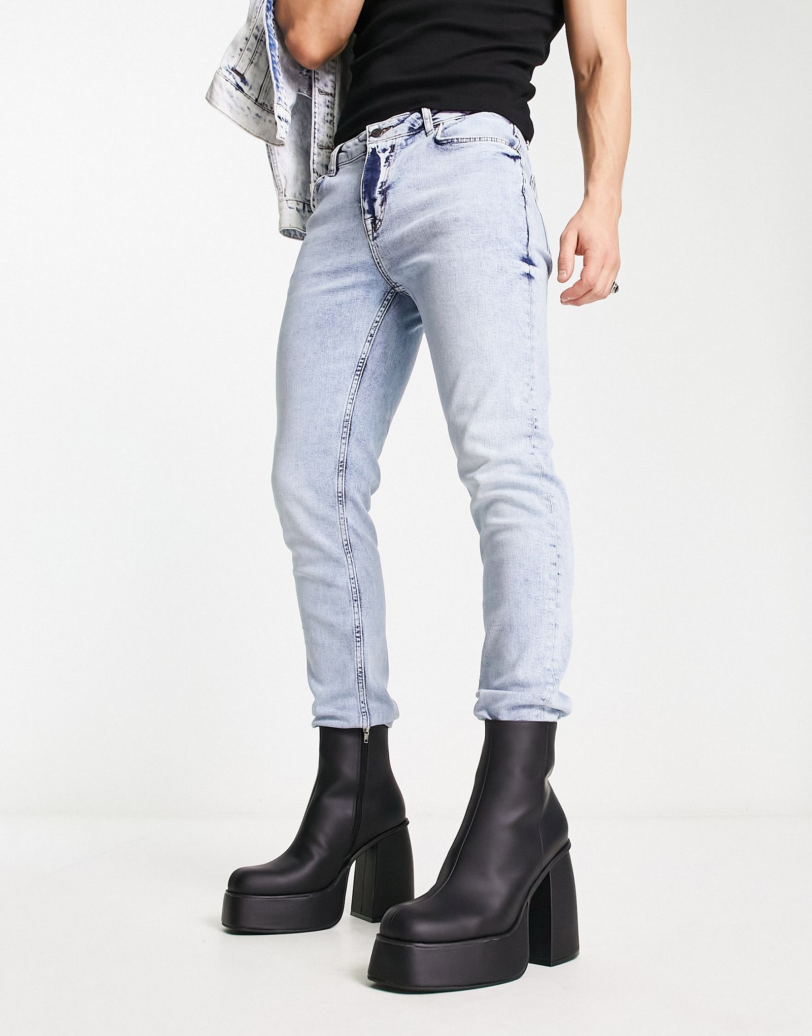 Черные ботинки челси на платформе и каблуке ASOS DESIGN из искусственной кожи