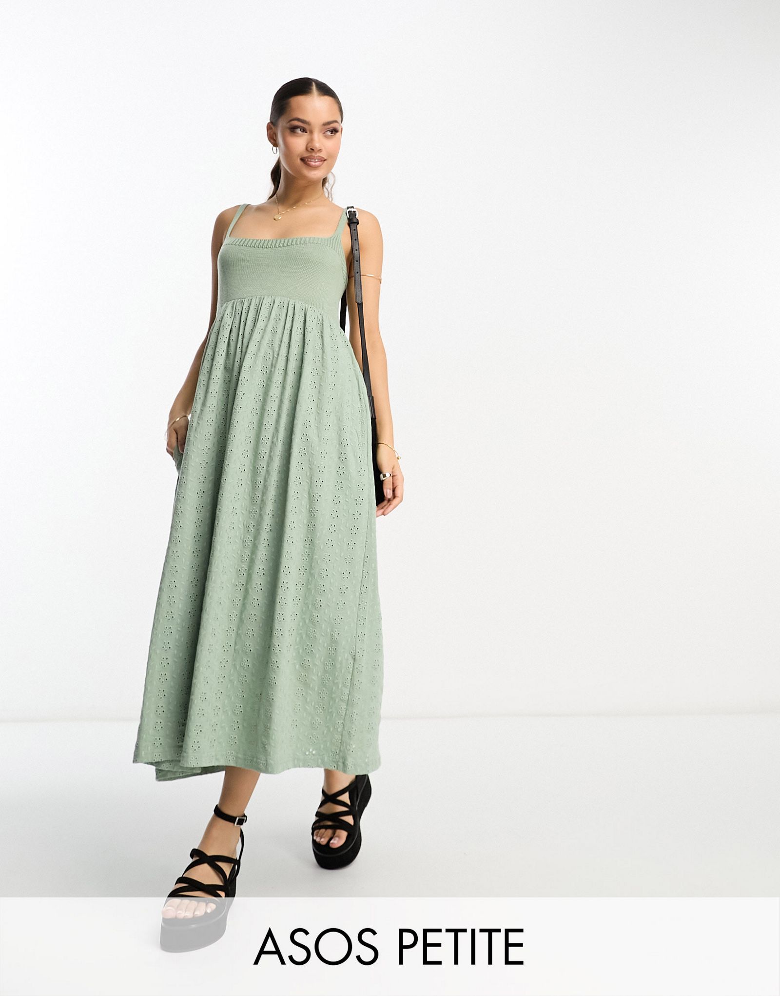 Платье миди цвета хаки с бретелями и бретелями ASOS DESIGN Petite Petite 7690₽
