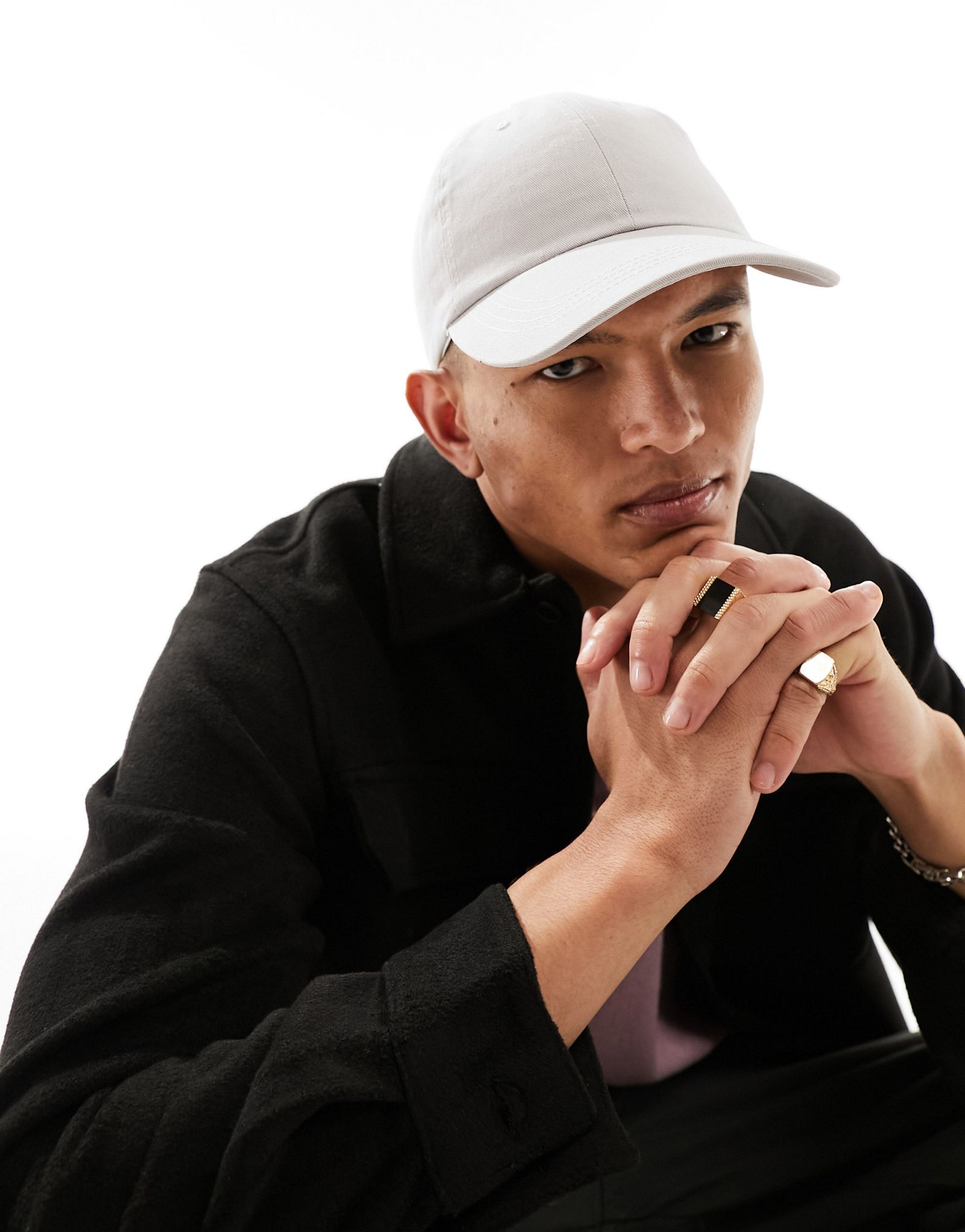 Мягкая бейсболка серого цвета из хлопка ASOS DESIGN 1690₽