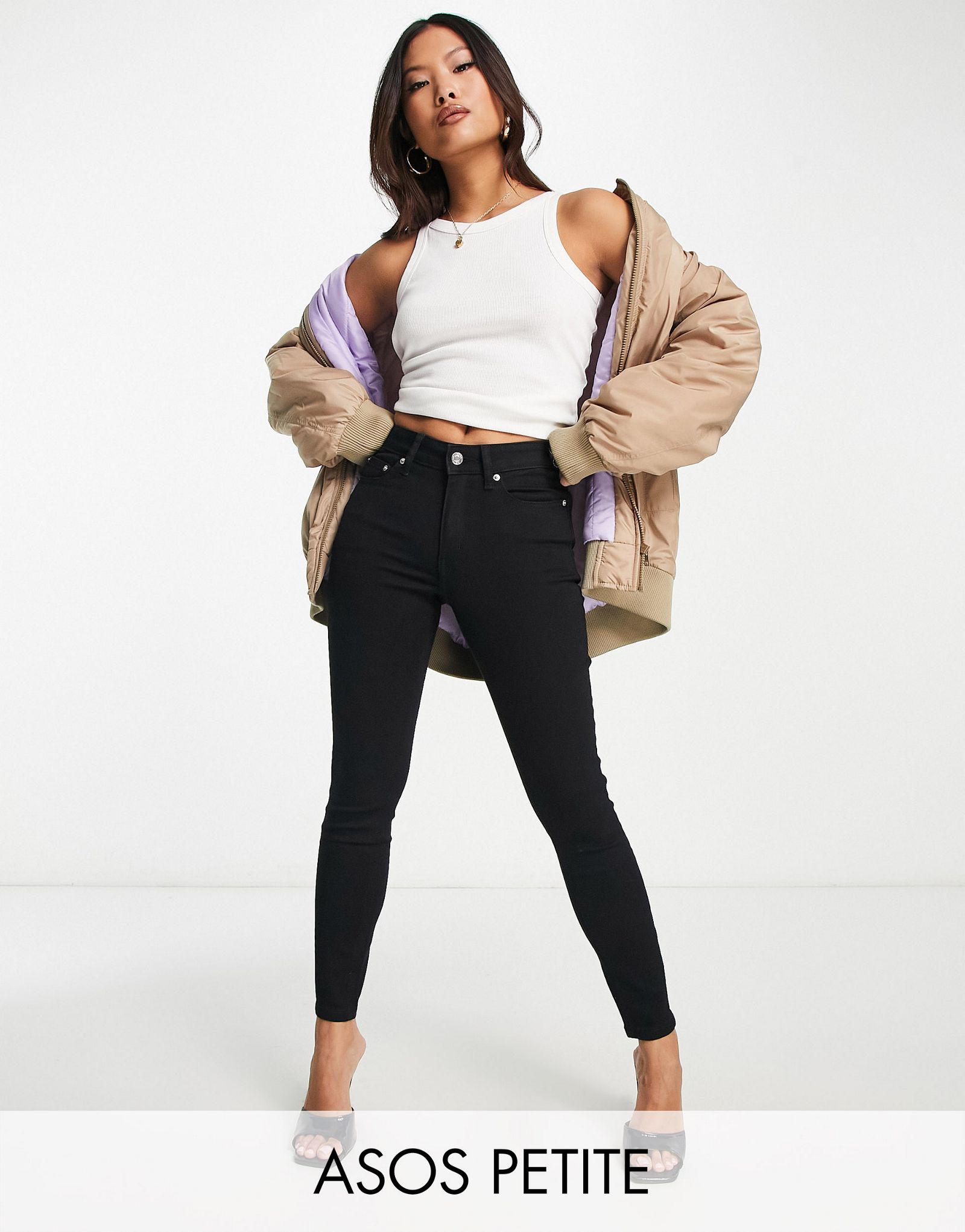 Черные джинсы скинни ASOS DESIGN Petite 1990₽