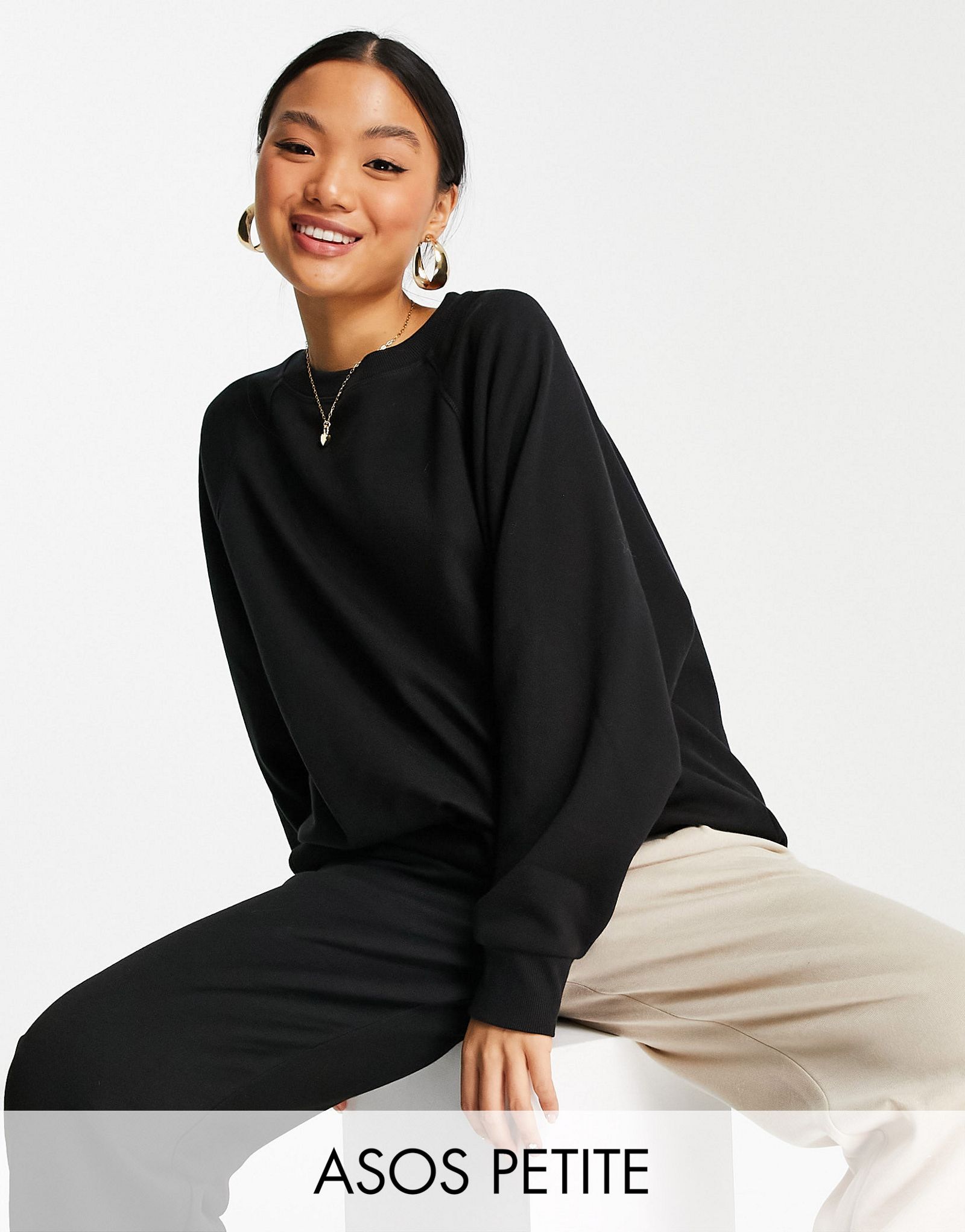 Черный спортивный свитшот большого размера ASOS DESIGN Petite 3690₽