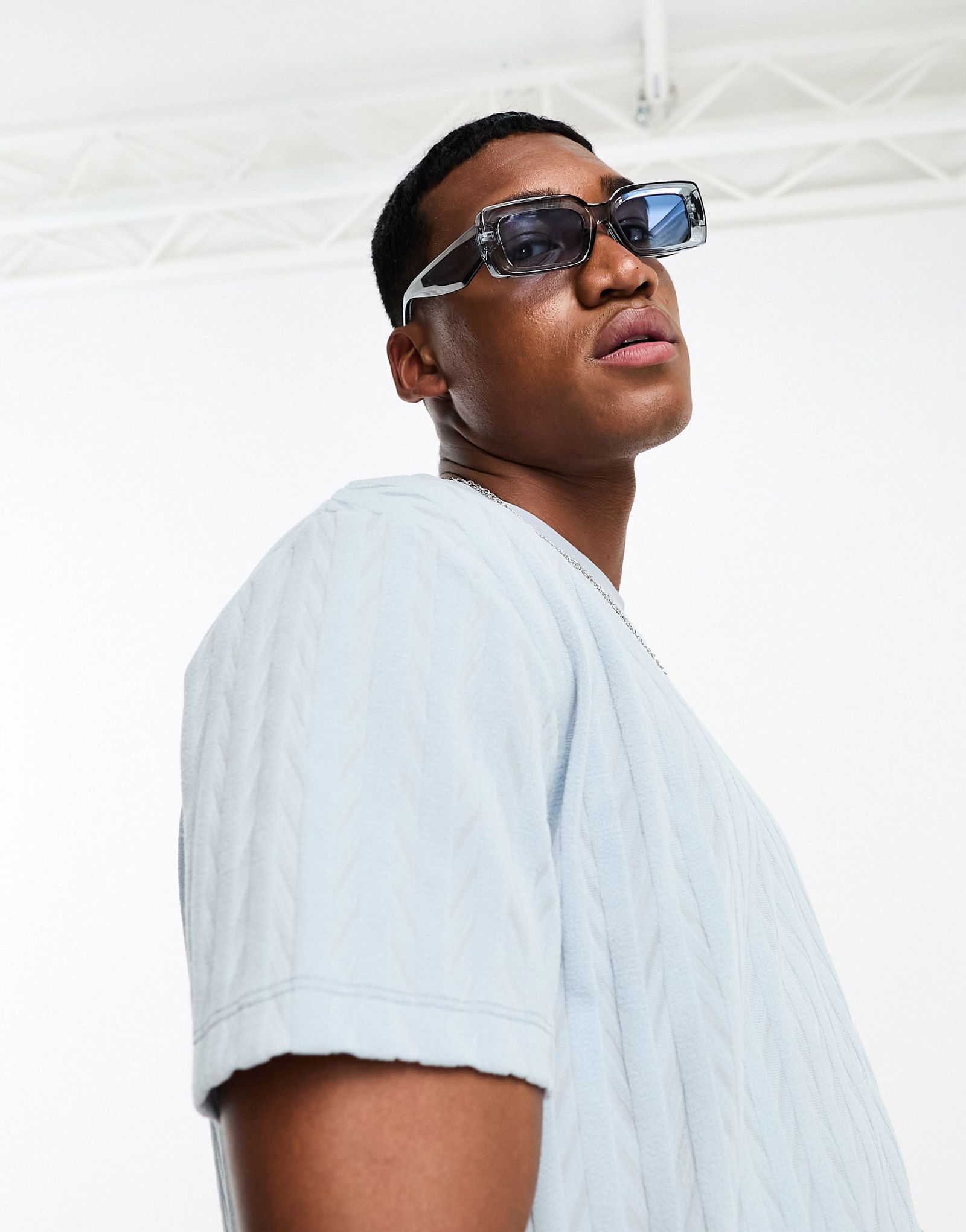 Свободная футболка из махровой ткани в синюю полоску ASOS DESIGN 3790₽