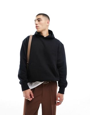 Черное тяжелое худи оверсайз ASOS DESIGN