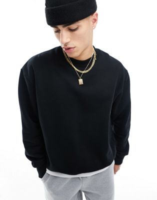 Черный тяжелый свитшот оверсайз ASOS DESIGN