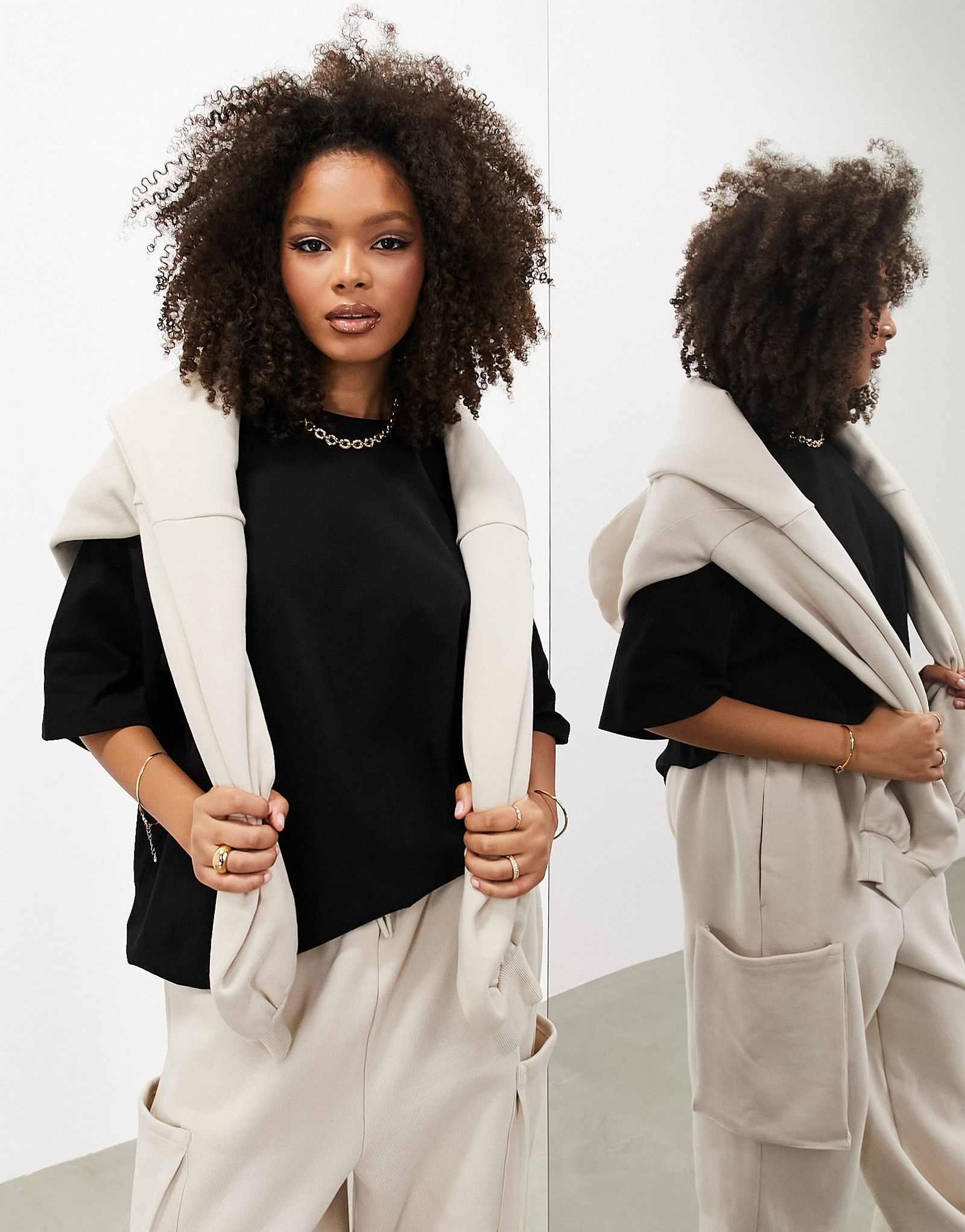 Черная объемная футболка премиум-класса ASOS EDITION 3390₽