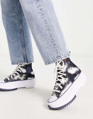 Почти черные кеды на платформе из парусины Converse Run Star Hike Hi Cloud Wash